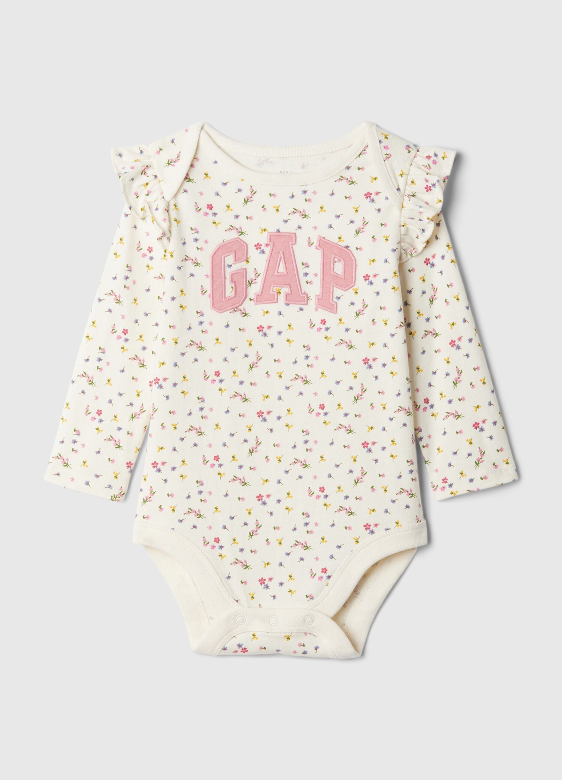 Body in cotone con rouches e ricamo logo