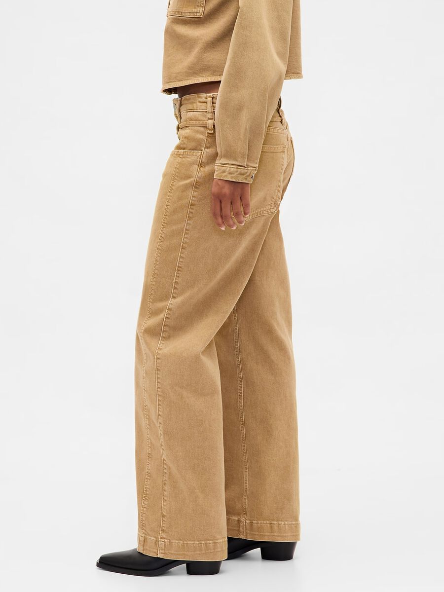 Pantaloni in cotone elasticizzato beige slim fit Donna_3