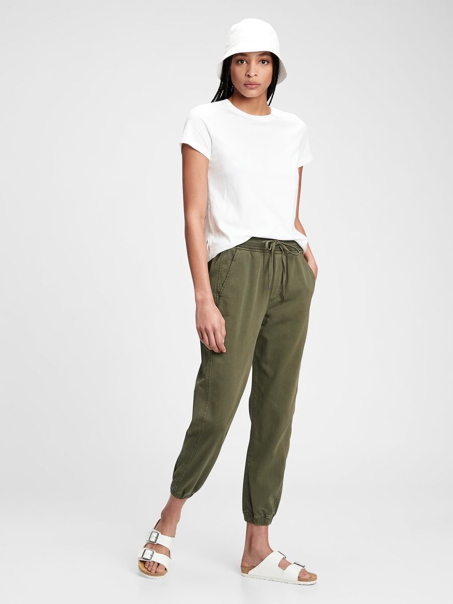 Canvas joggers with drawstring Woman_0