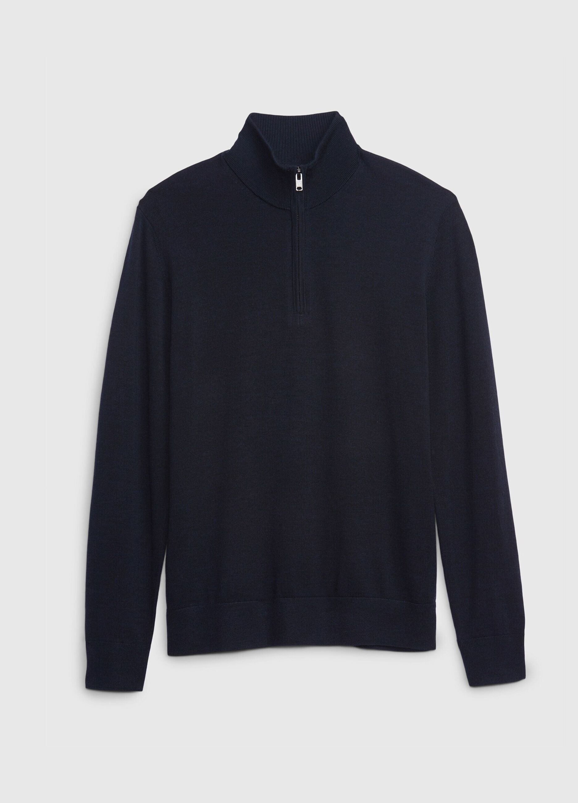 Merino wool pullover with half-zip neck_2