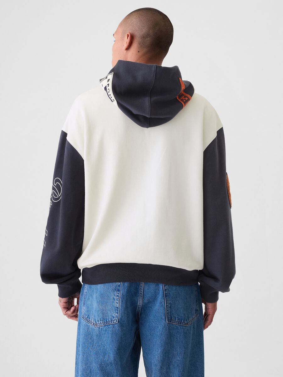 Colourblock sweatshirt with basketball motif and hood Man_2