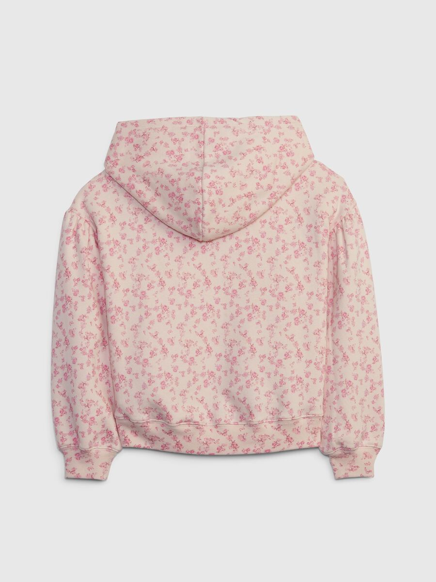 Floral sweatshirt with hood and logo embroidery Girl_1
