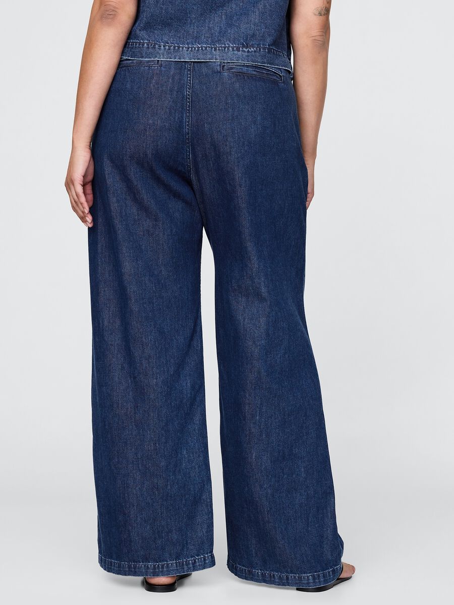 Pantaloni a palazzo in denim Donna_5