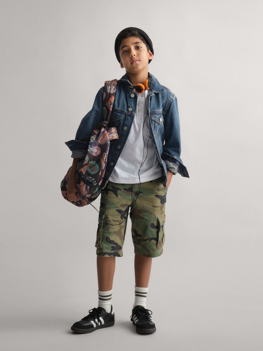 Bermuda cargo in cotone stretch camouflage Bambino_0