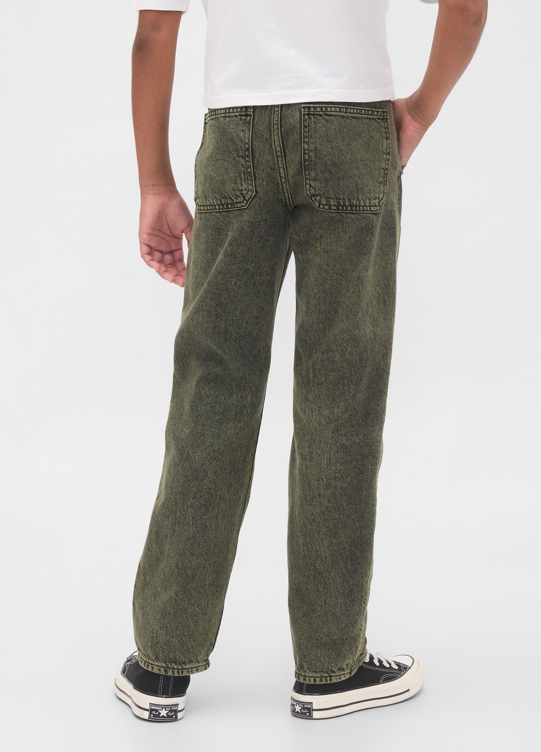 Pantaloni verde in denim per bambino_2