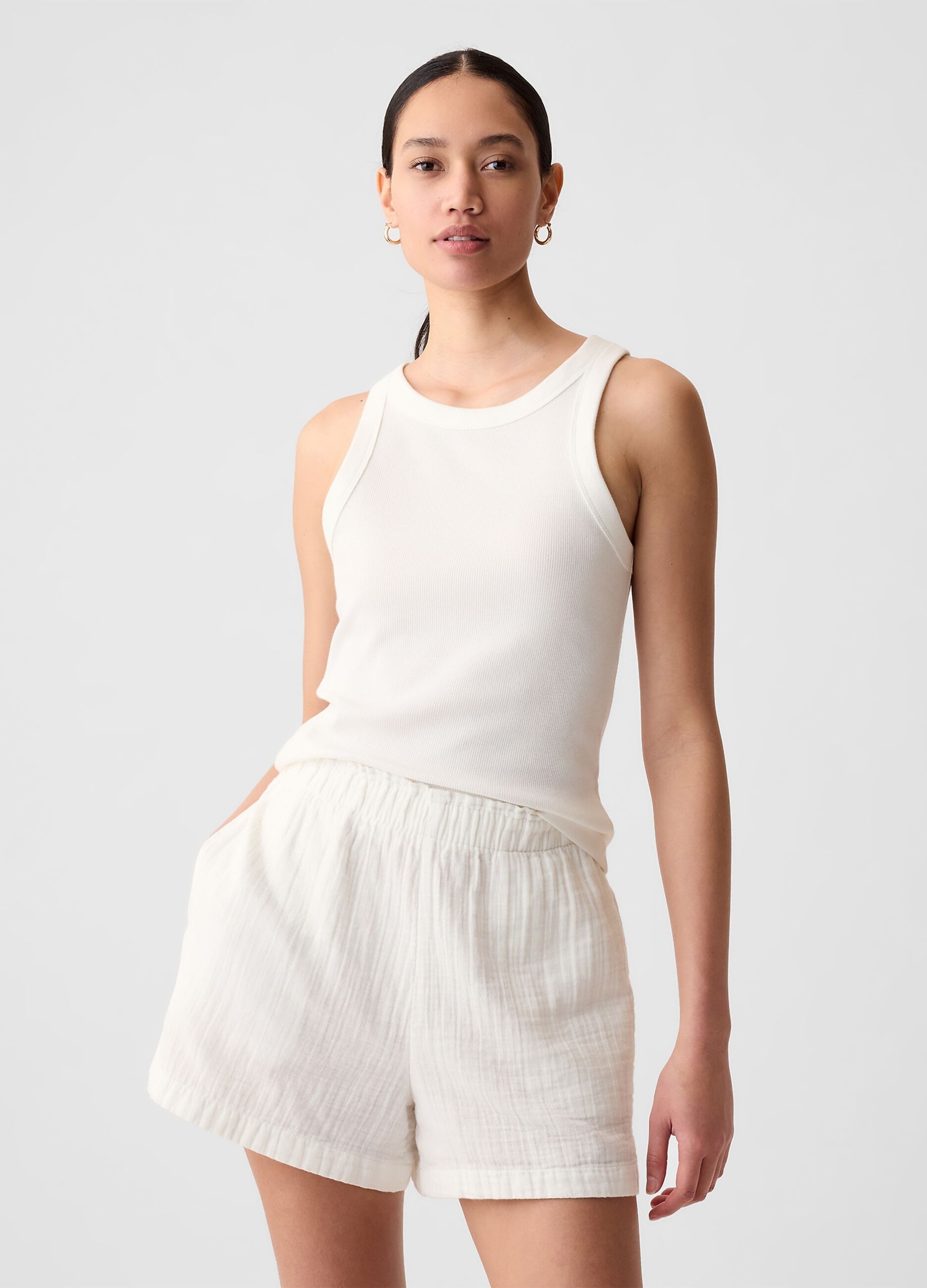 Tank top a costine con scollo halter