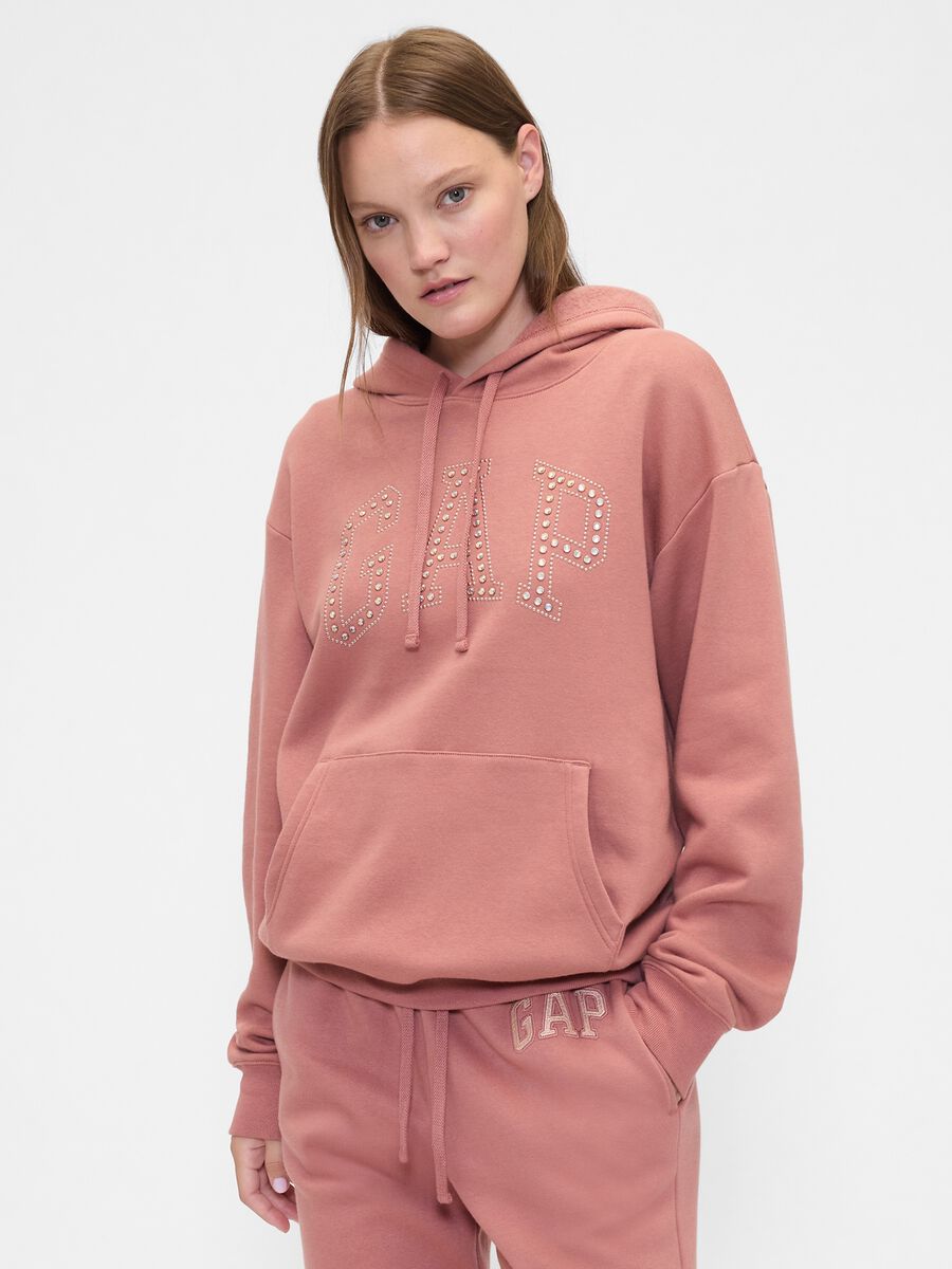 Felpa rosa con cappuccio Donna_0