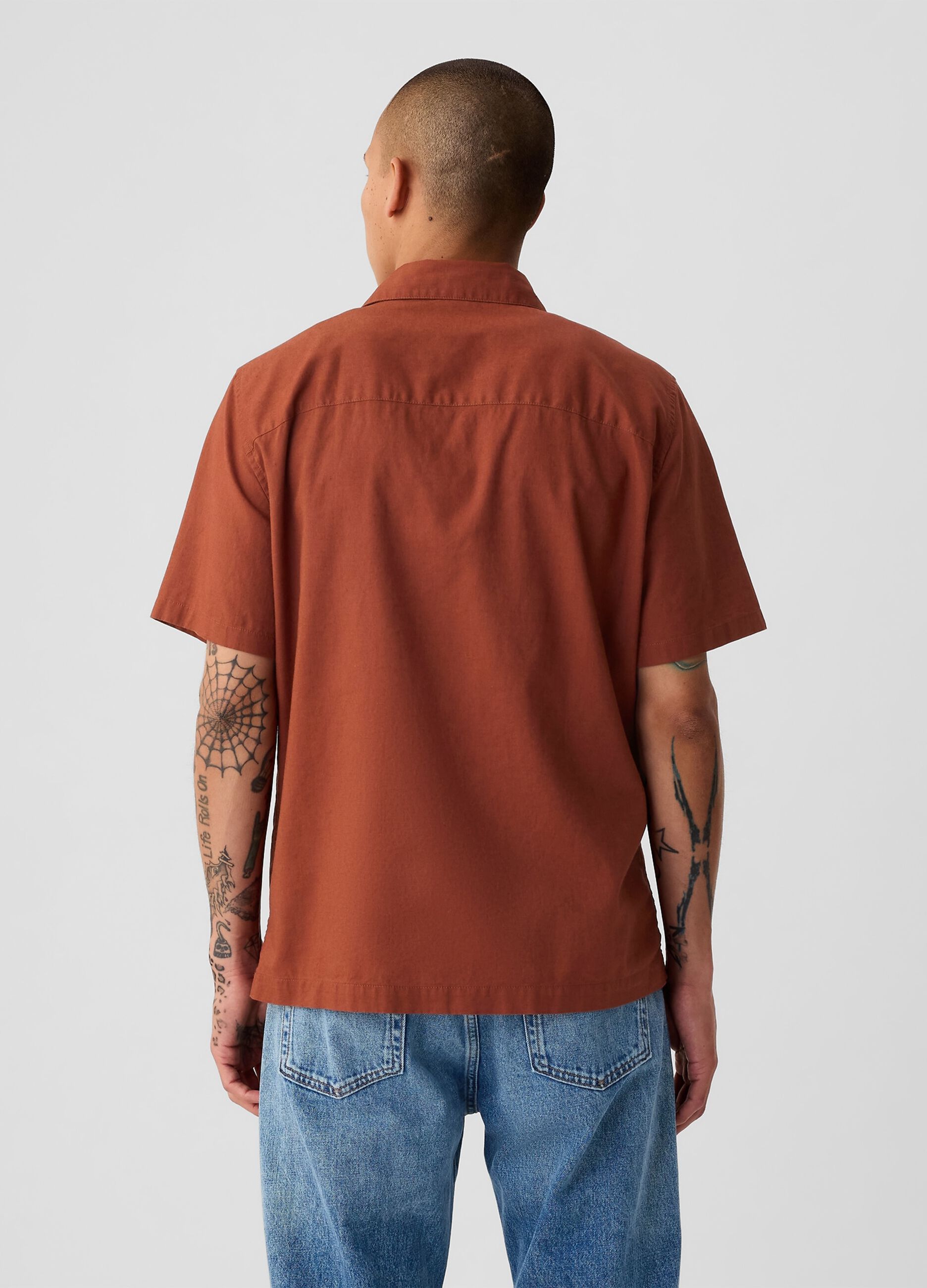 Camicia a maniche corte in lino e cotone_2