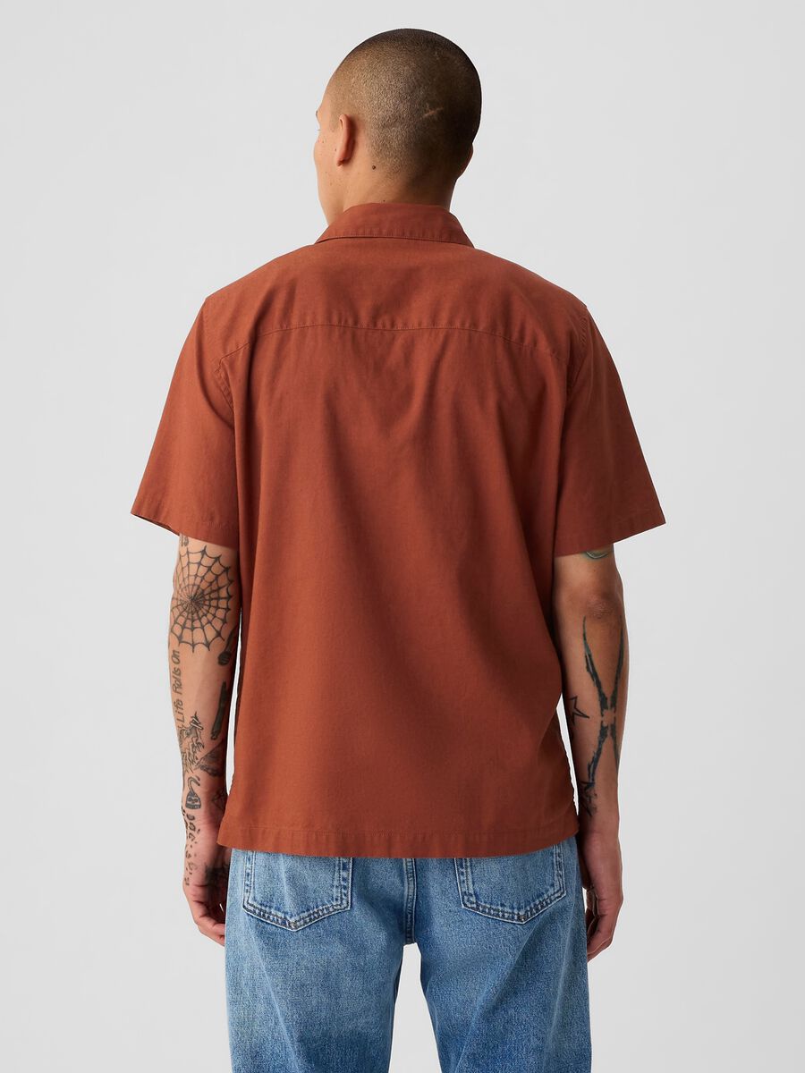 Camicia a maniche corte in lino e cotone Uomo_2