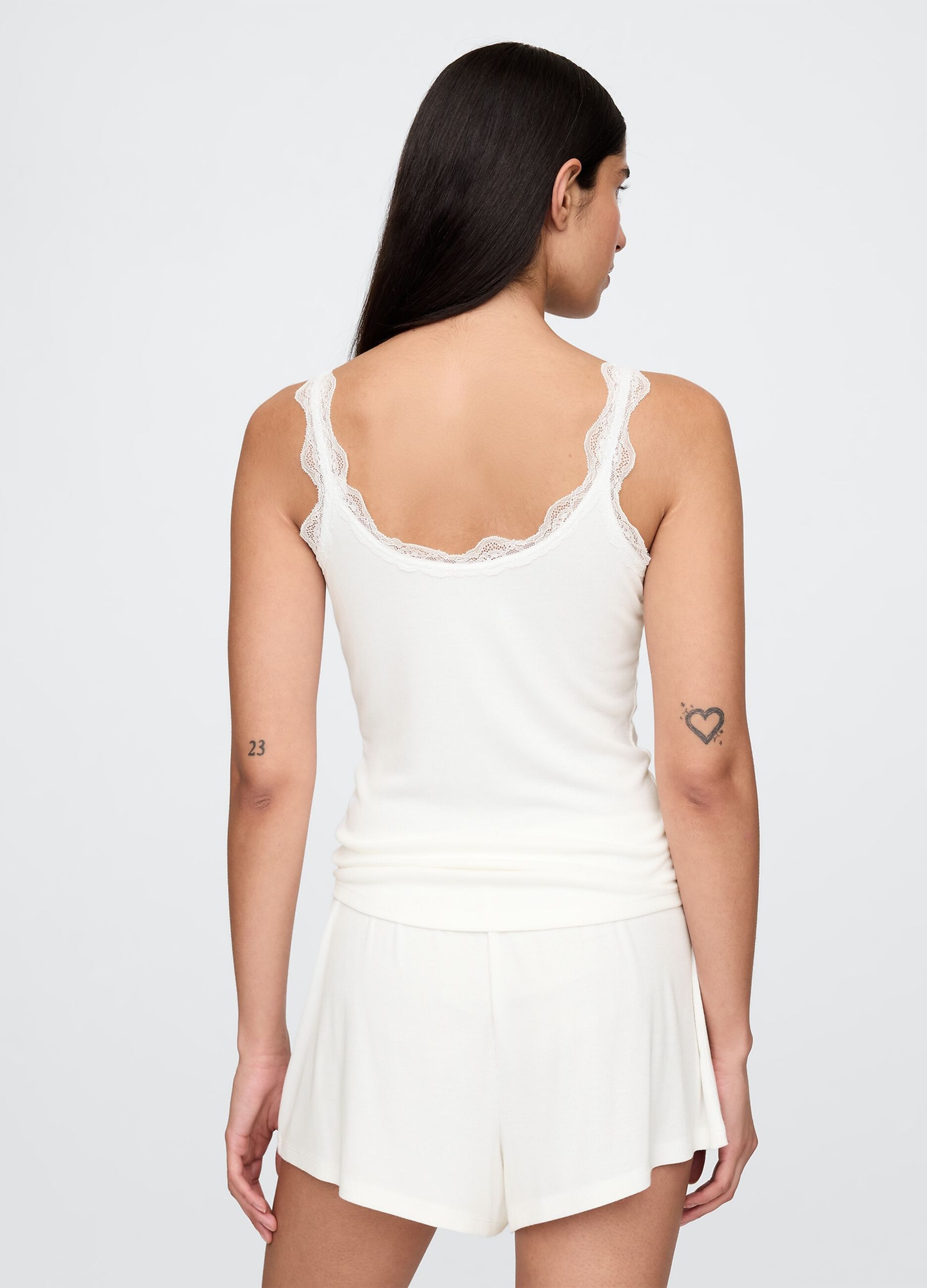 White Stretch Pyjamas with Lace Details