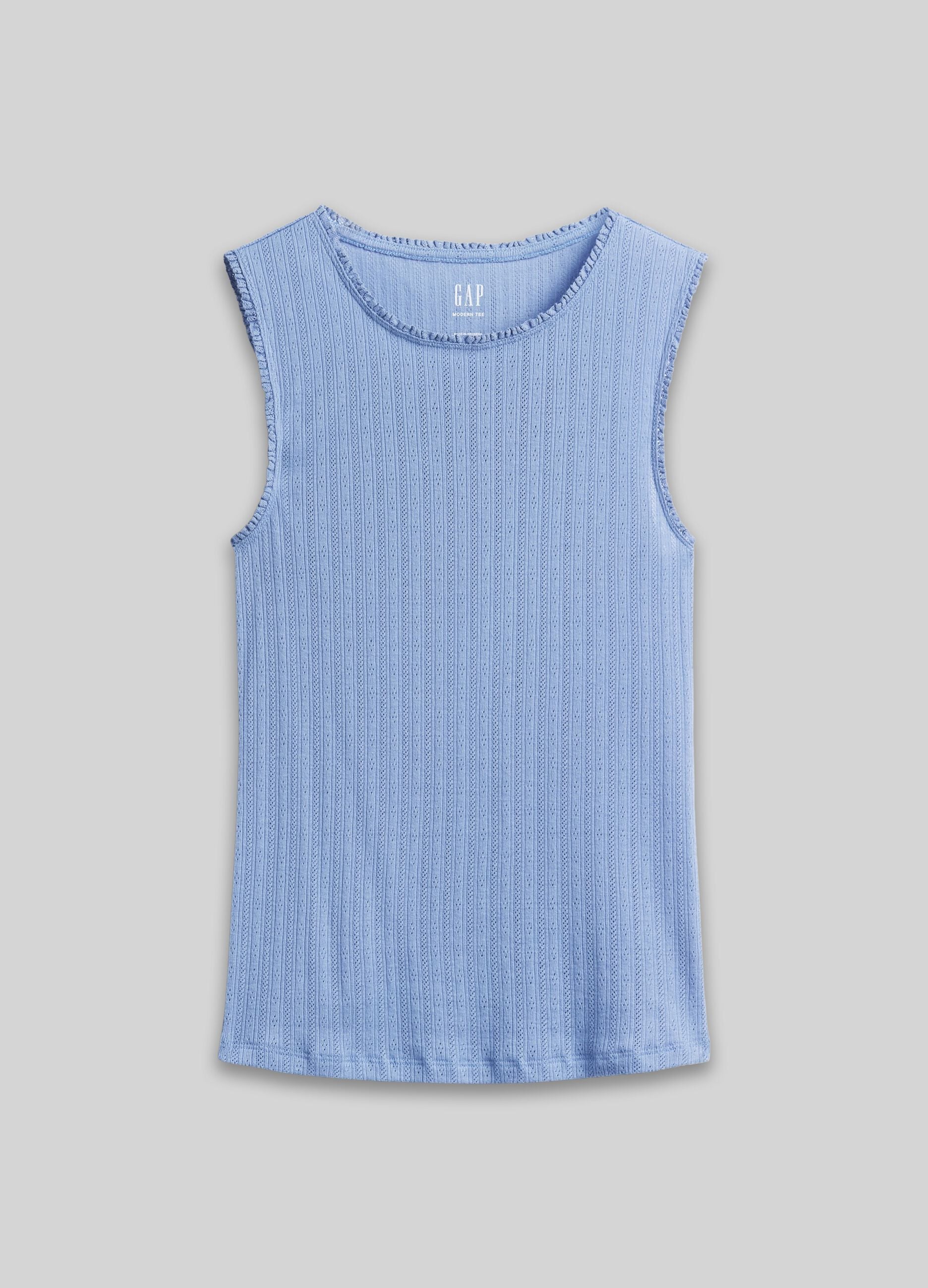 Top in misto cotone a costine