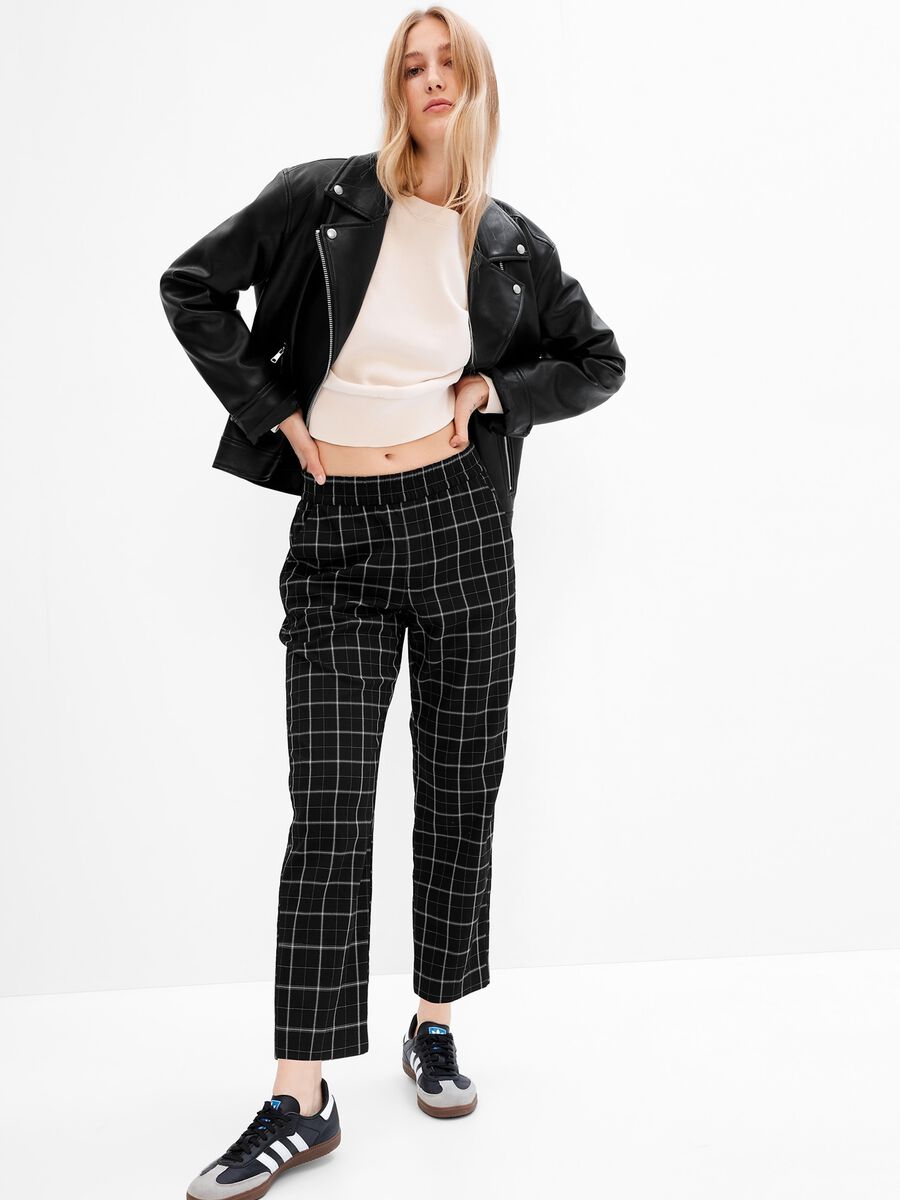Check-patterned cigarette trousers Woman_0