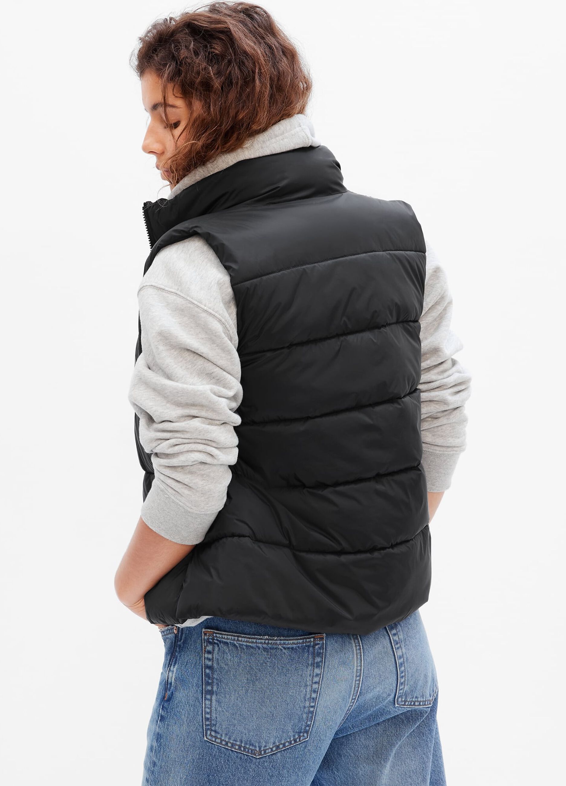 Gilet trapuntato full-zip a collo alto_1