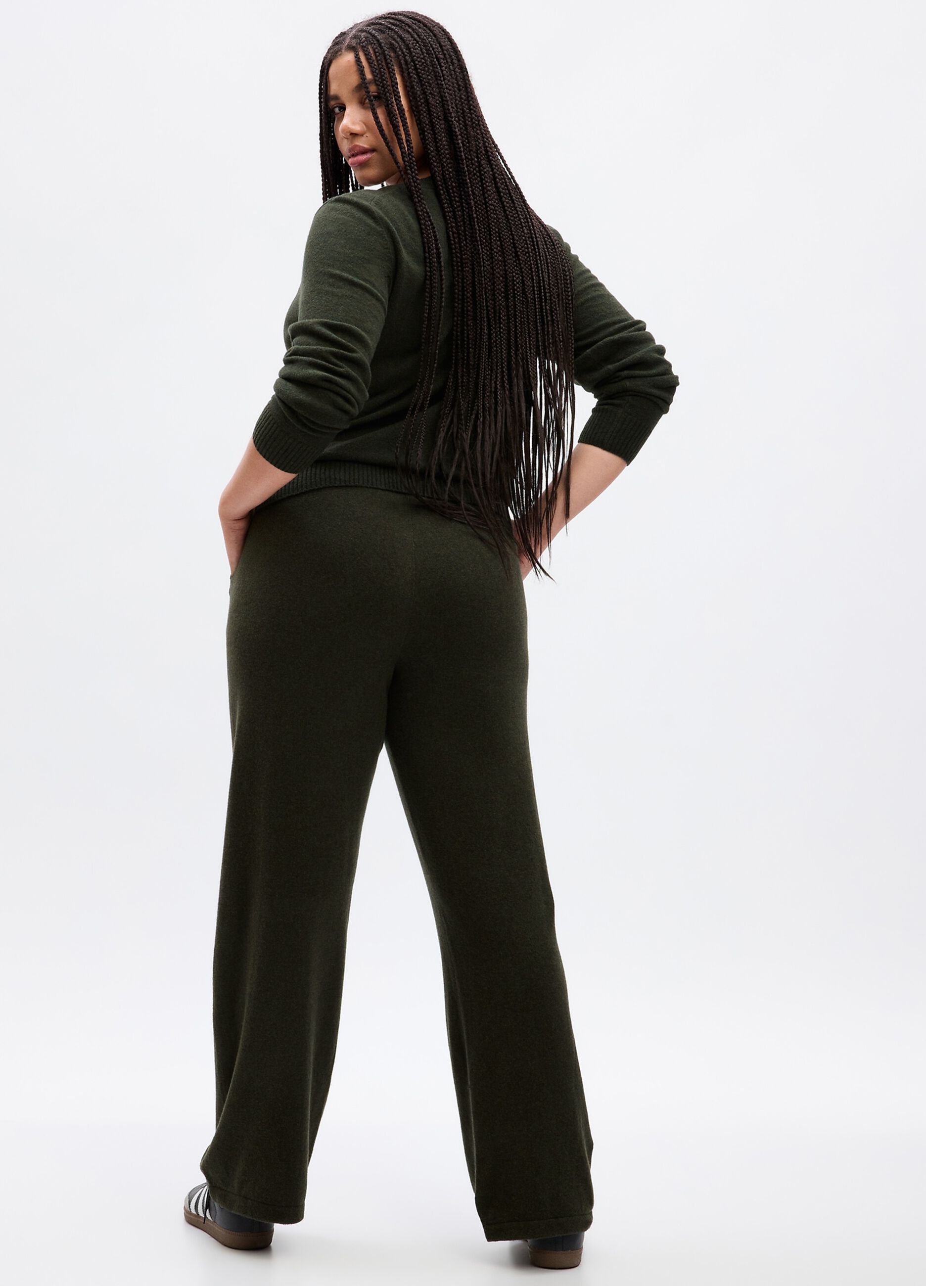 Joggers wide leg in maglia con coulisse_4