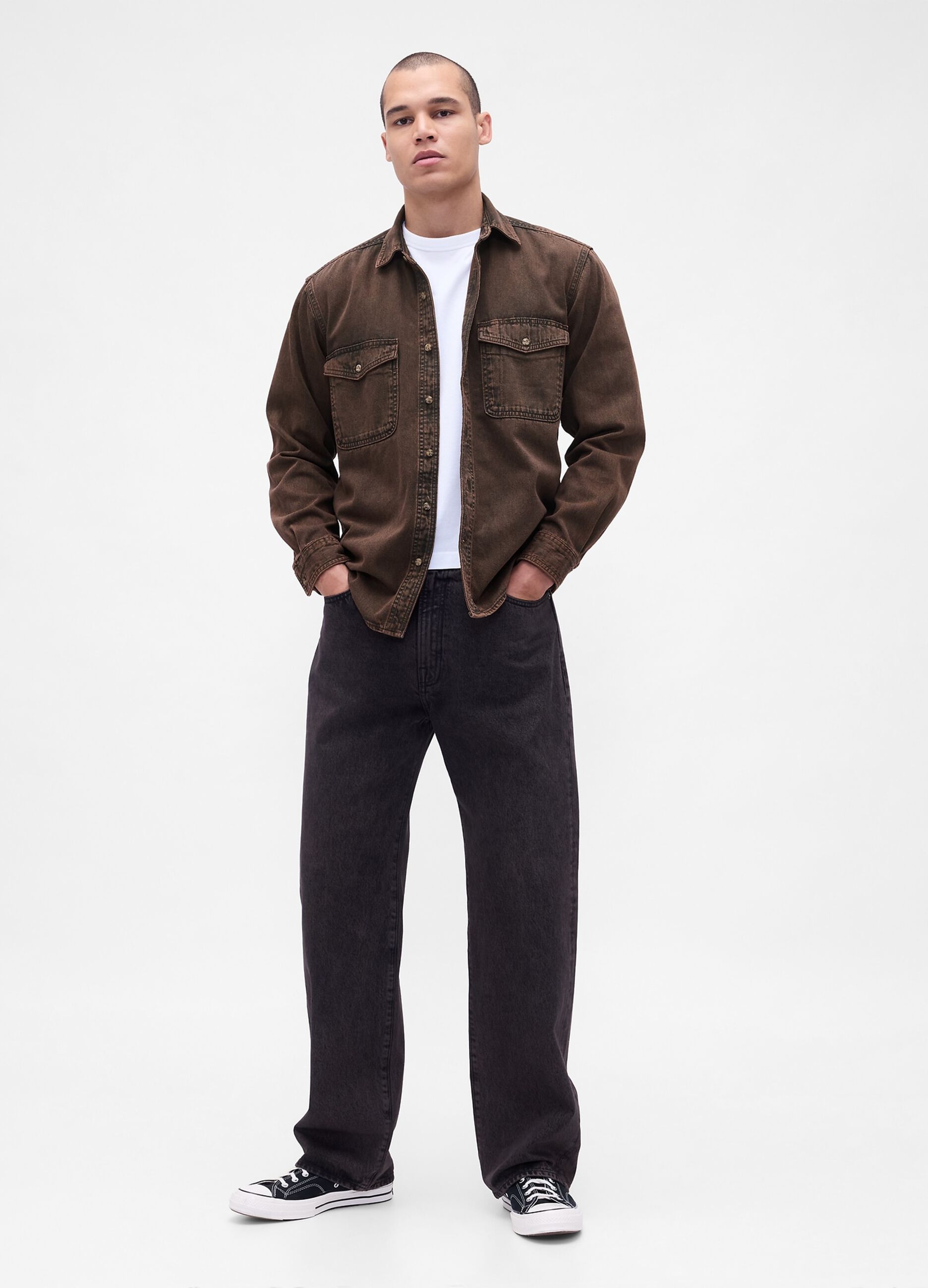 Brown long sleeve cotton shirt