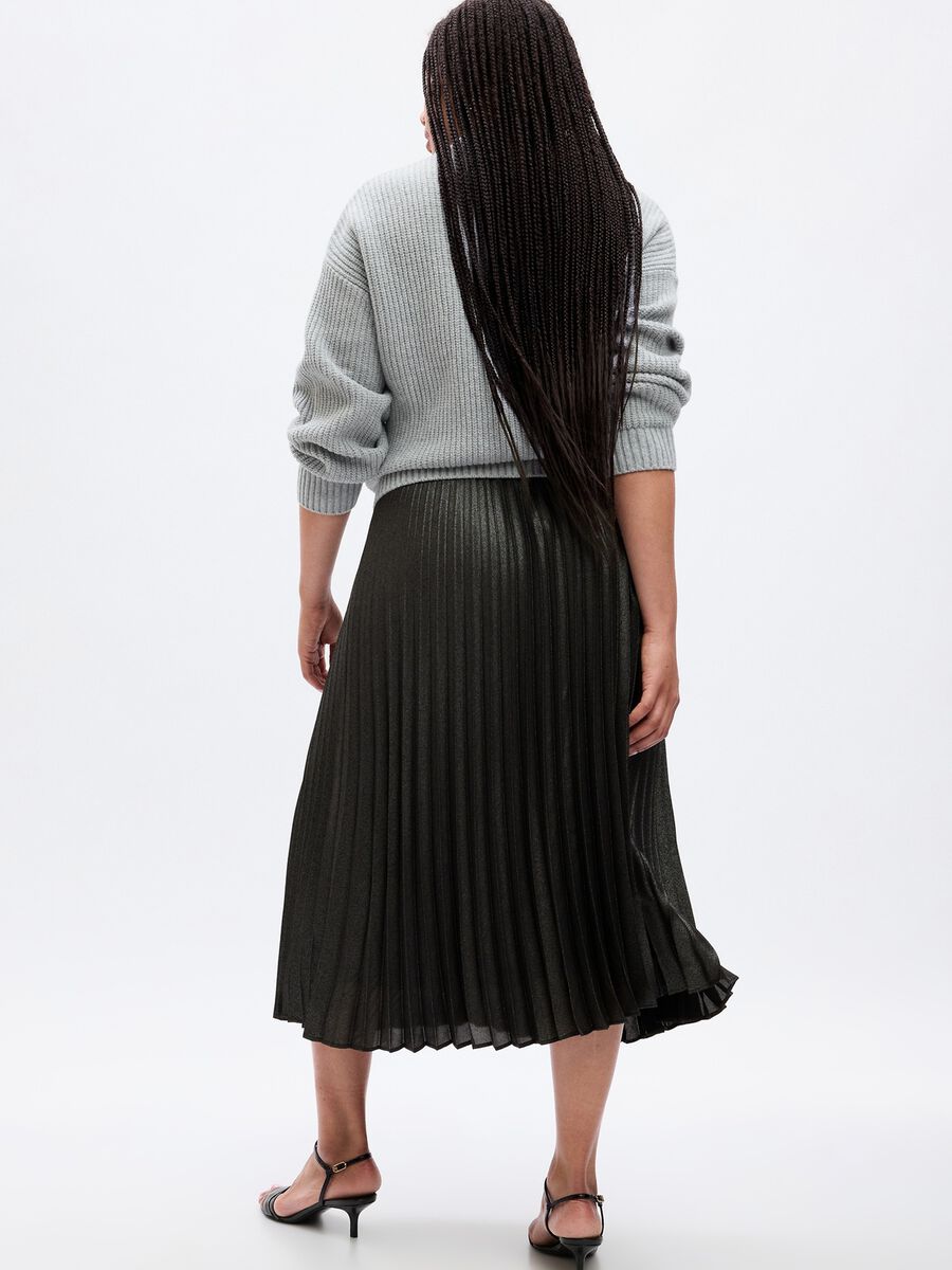 Metal-effect pleated midi skirt Woman_4