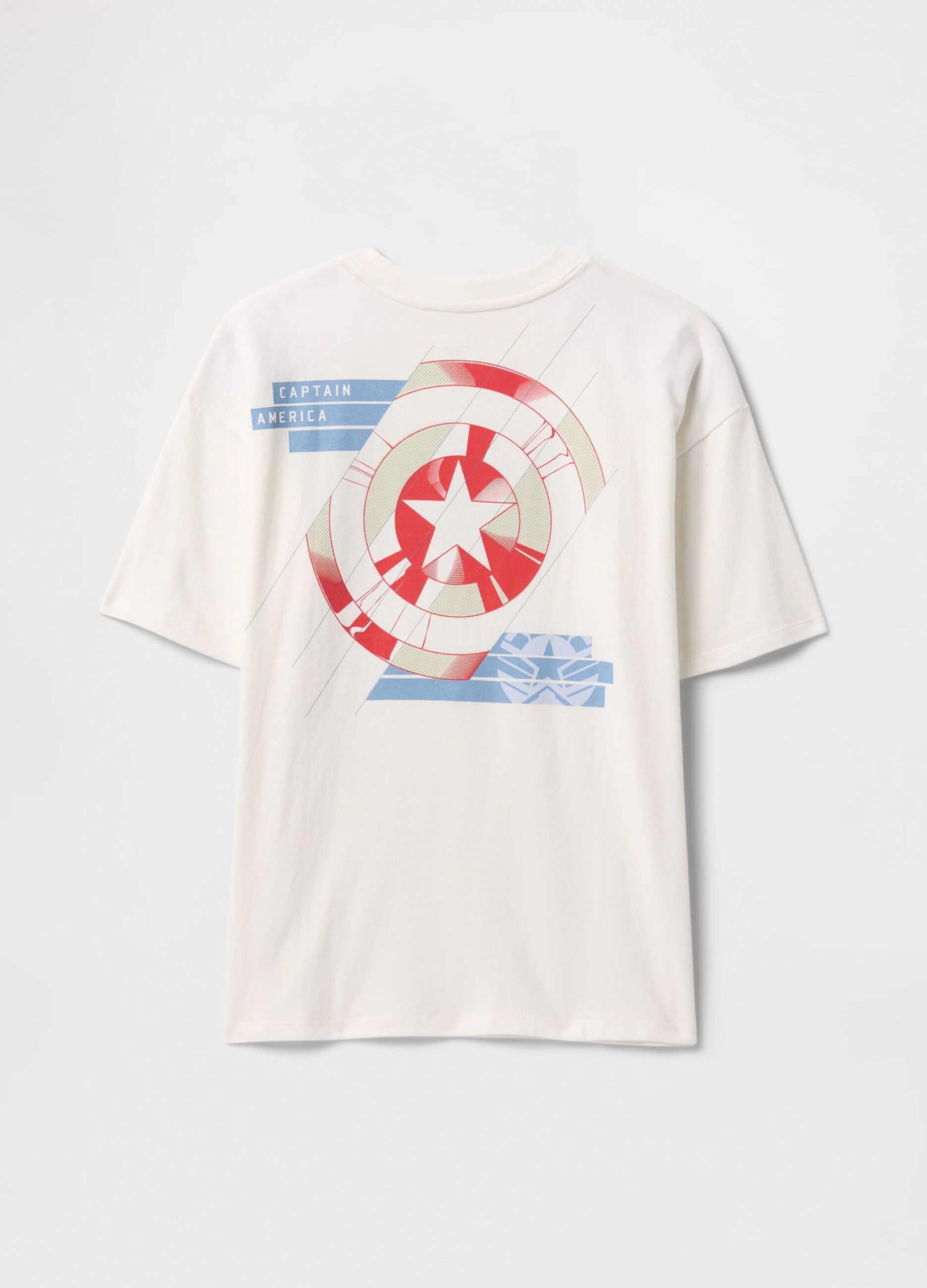 T-shirt bianca in cotone stampa Captain America_1