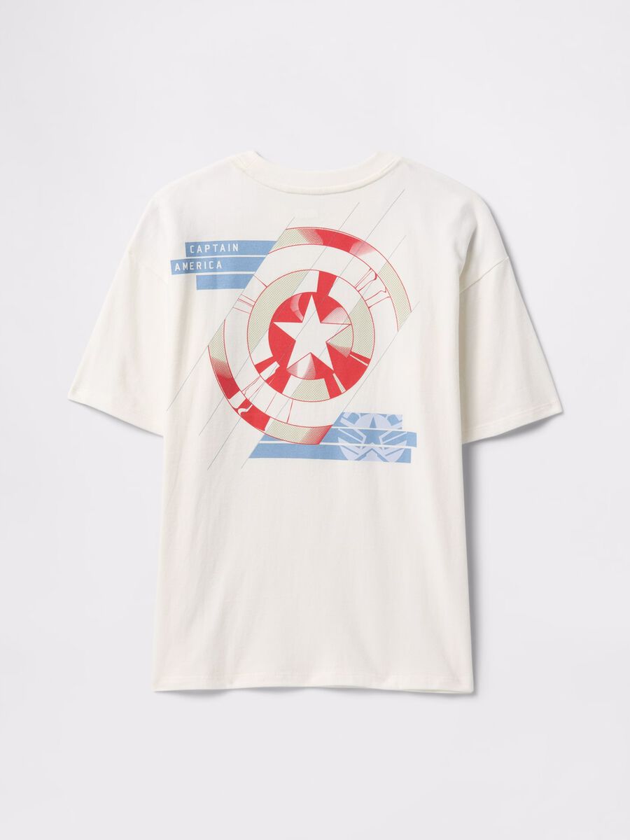 T-shirt bianca a maniche corte con stampa Captain America Bambino_1