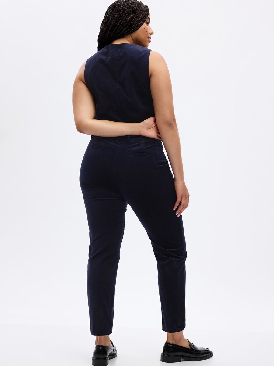 Pantaloni a sigaretta straight fit in velluto Donna_4