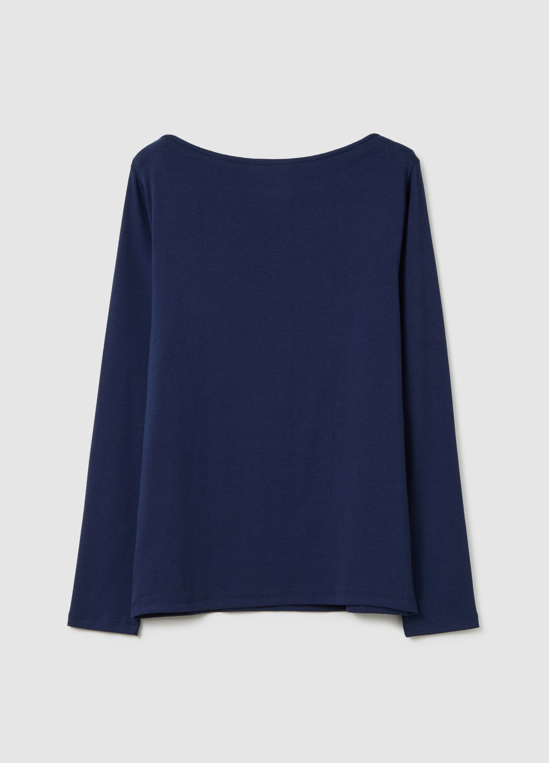 T-shirt scollo a barchetta in cotone e modal_3