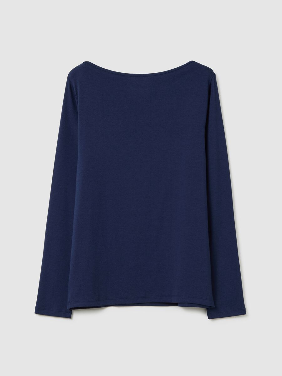 T-shirt scollo a barchetta in cotone e modal Donna_3