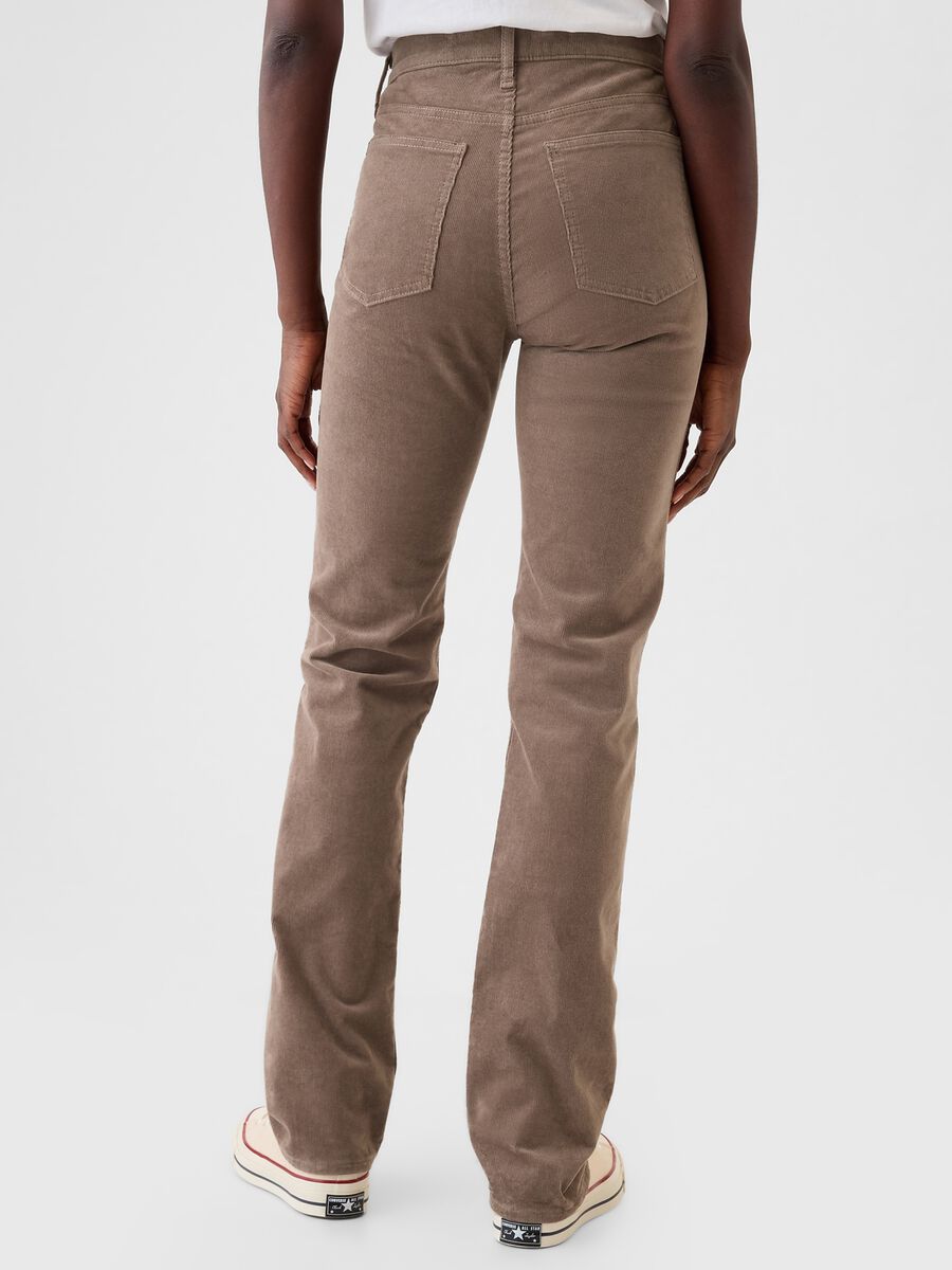 Pantalone straight a vita alta in corduroy Donna_2