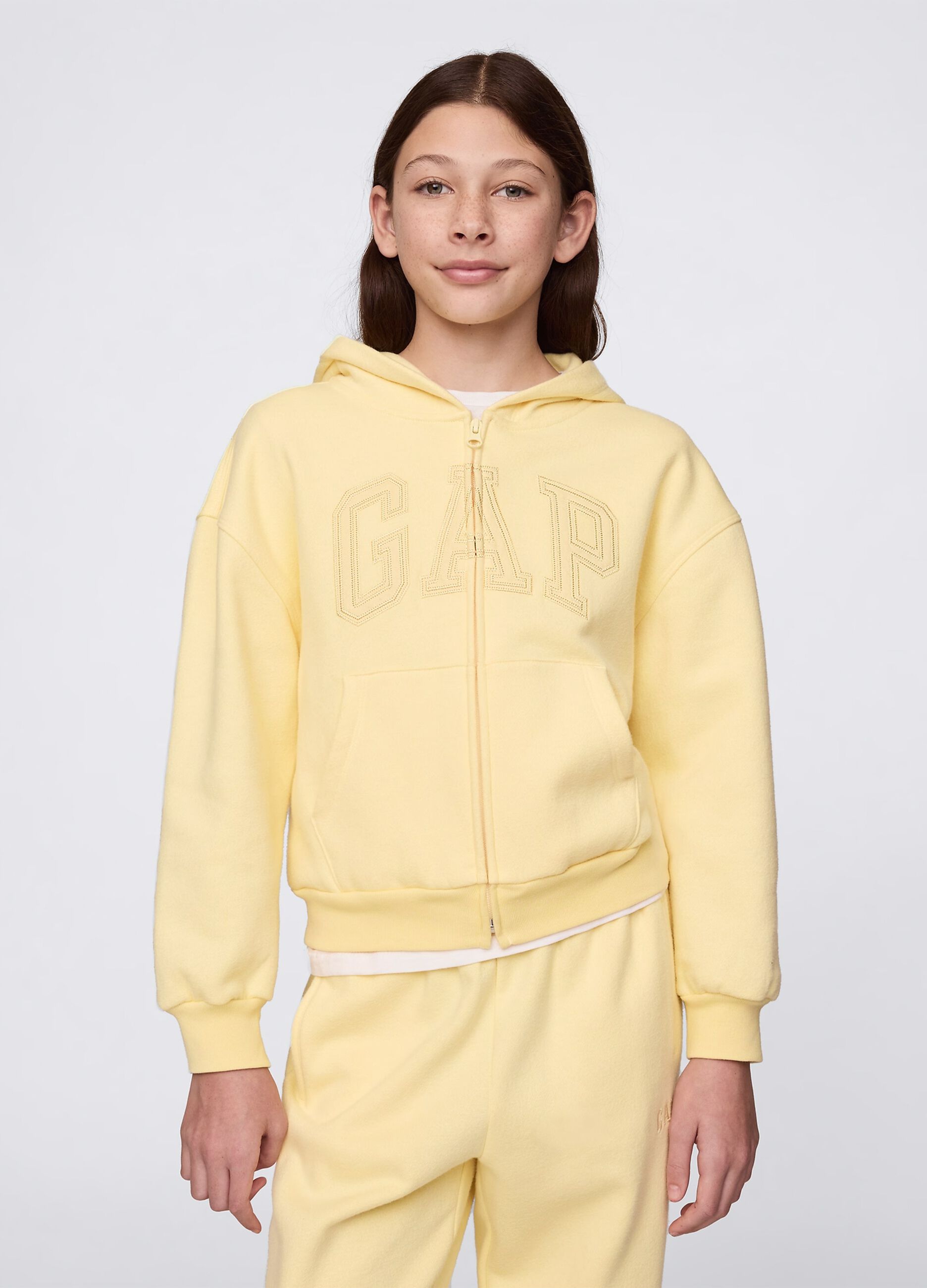 Felpa full zip gialla con logo