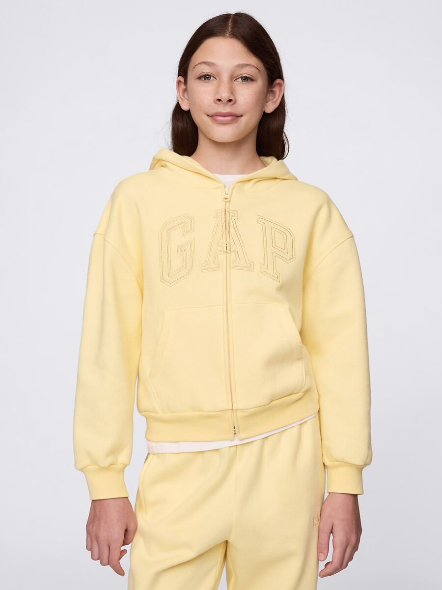 Felpa full zip gialla con logo Bimba_0