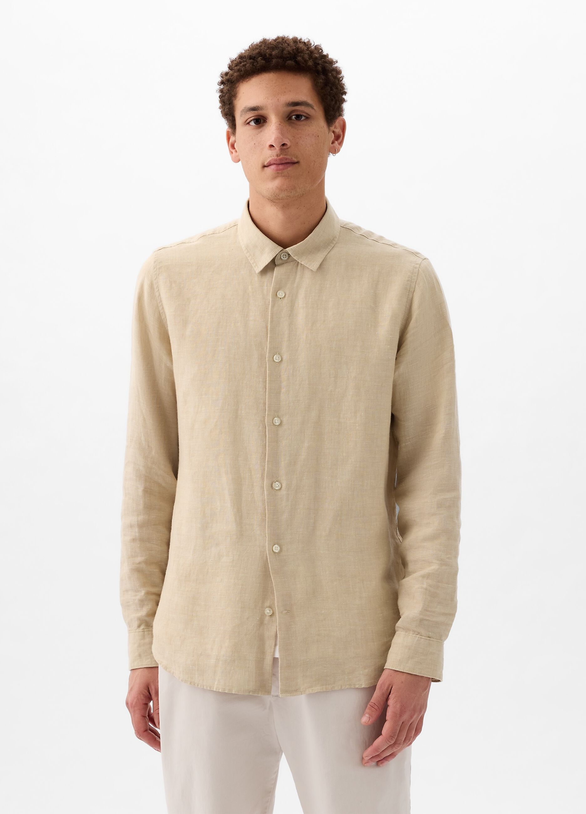 Camicia regular fit in lino