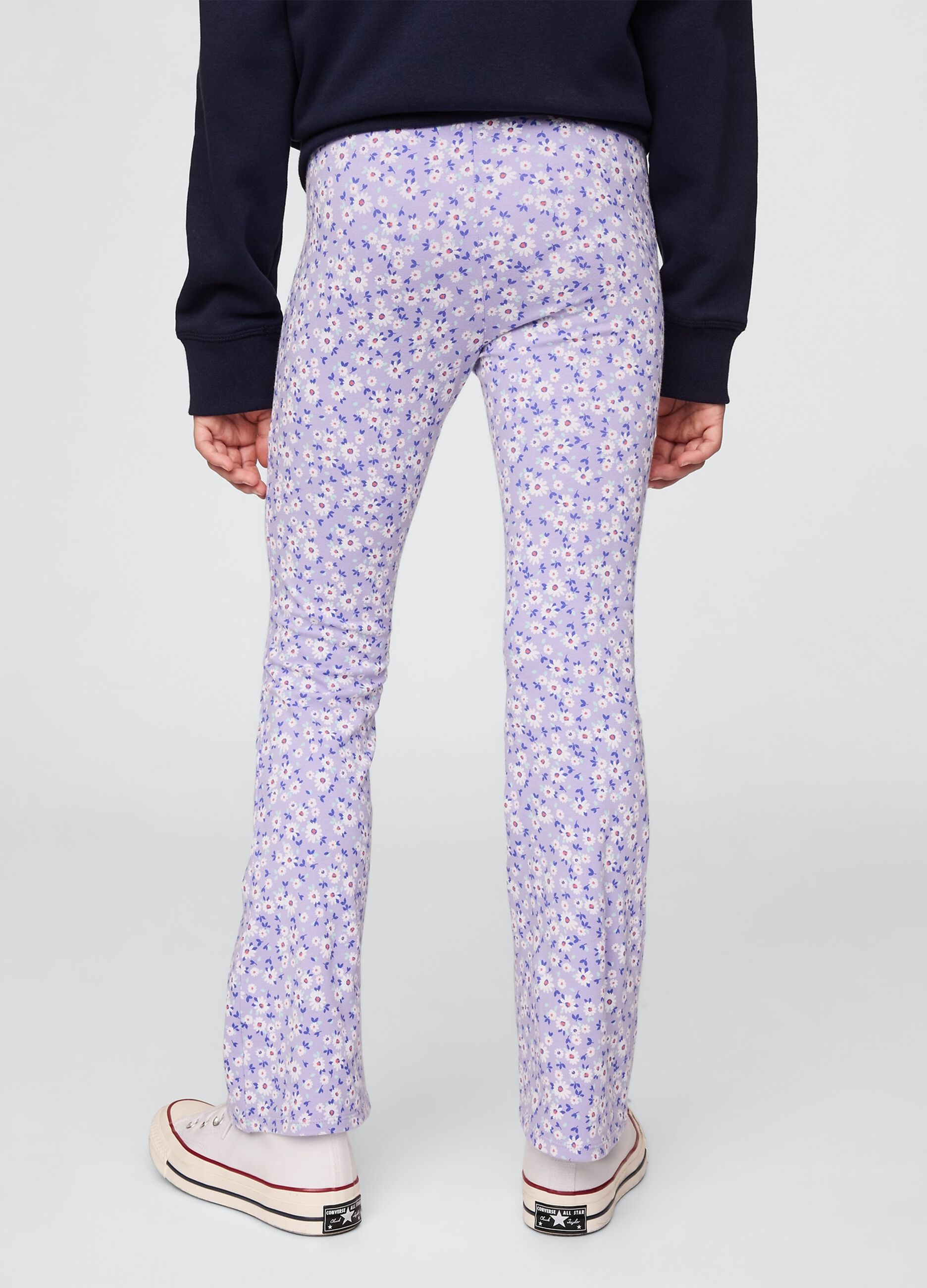 Pantaloni bootcut a fiori viola_2