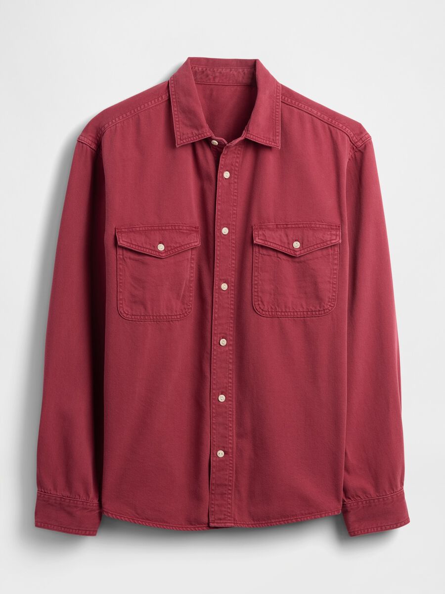 Camicia rosso in cotone e Lyocell Uomo_3