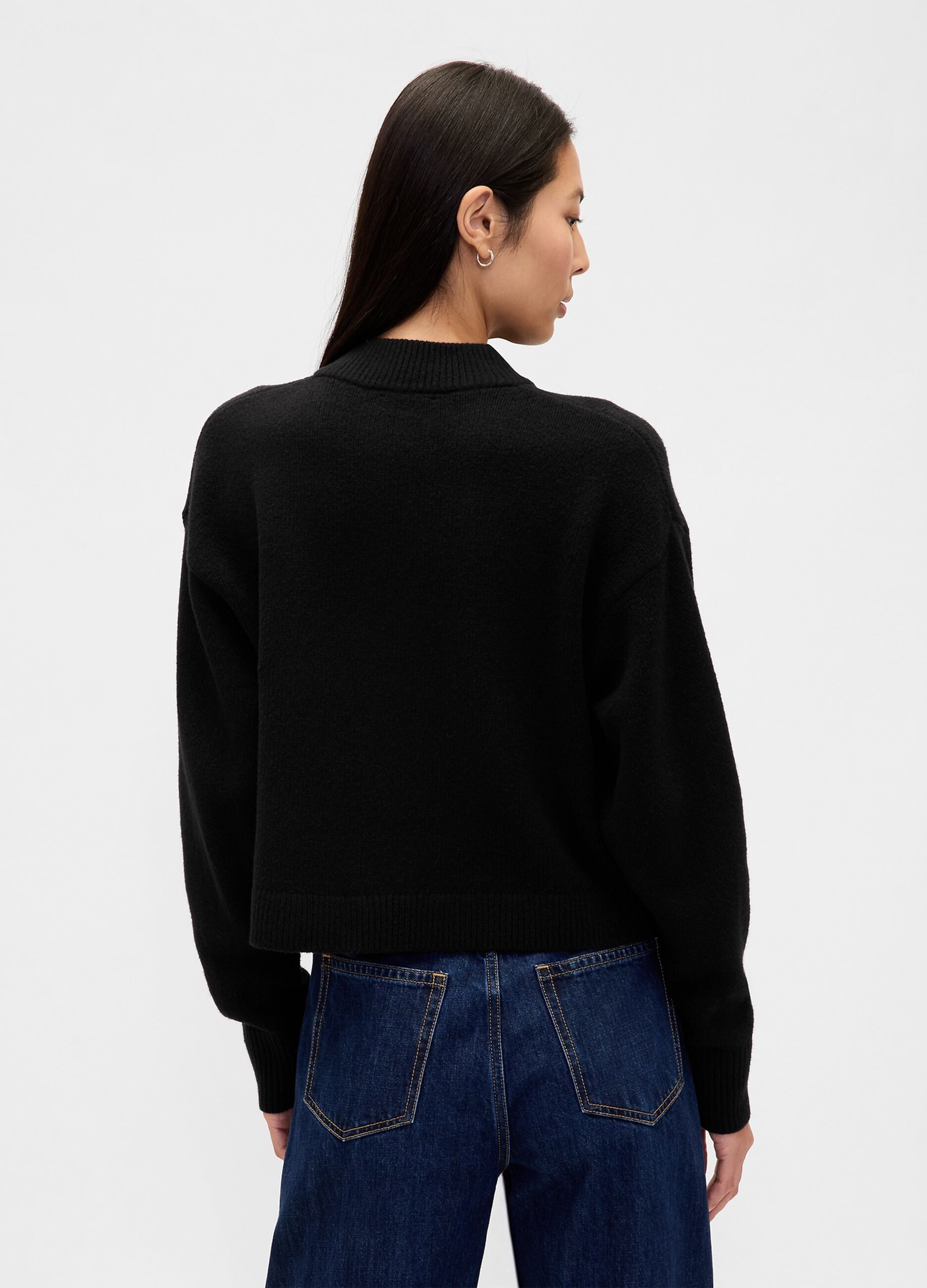 Cardigan nero in misto cotone e acrilico