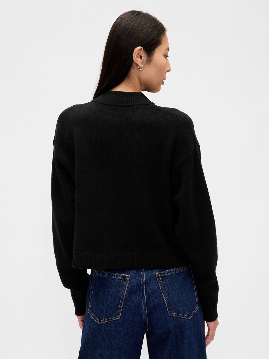 Cardigan nero in misto cotone e acrilico Donna_1