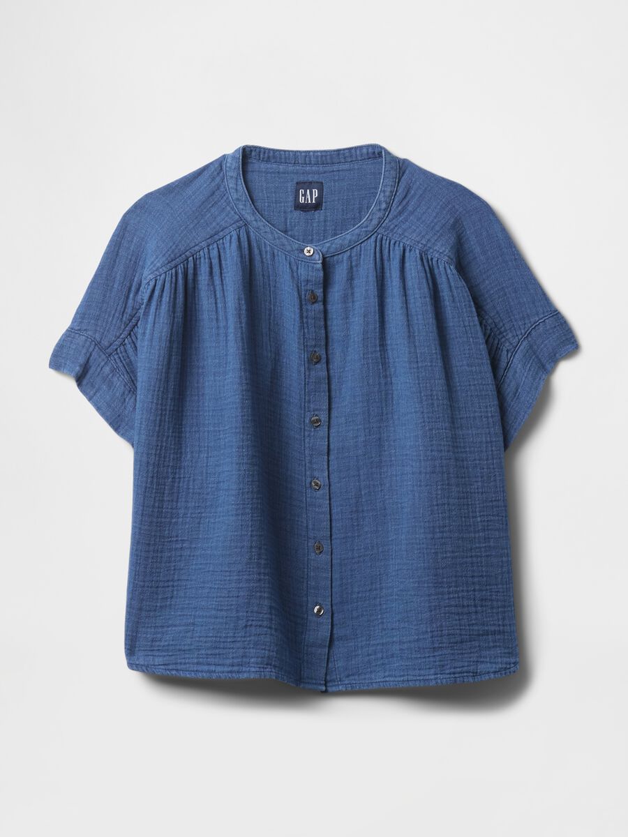 Completo estivo blu in tessuto leggero con bottoni Woman_2