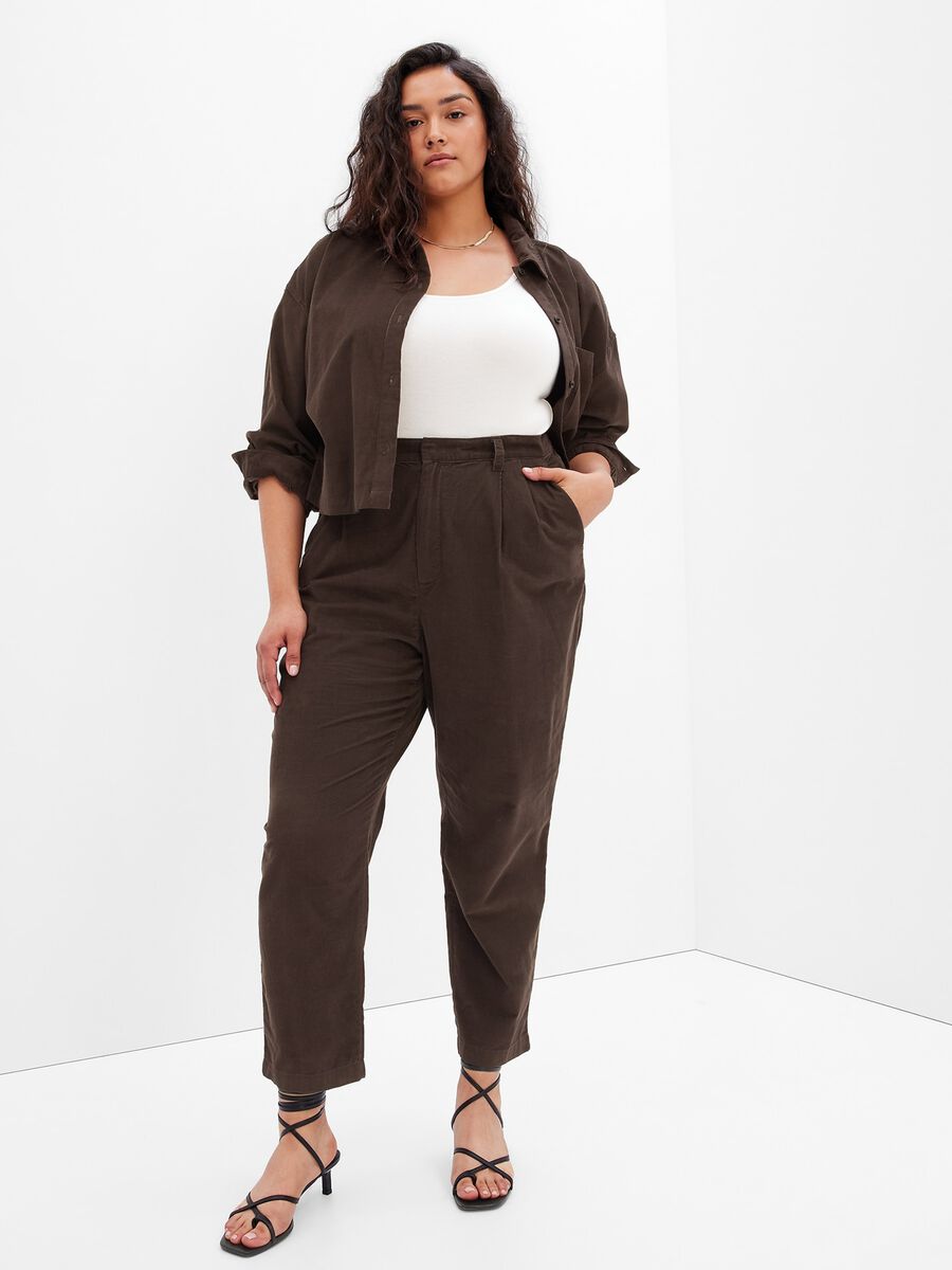 Tapered-fit corduroy trousers Woman_3