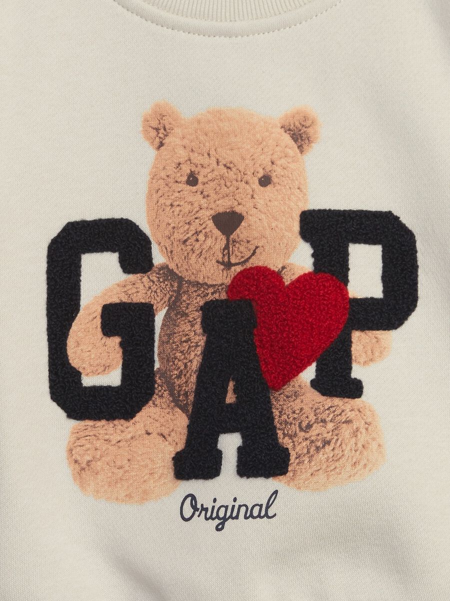 Sweatshirt with bear print and logo patch Newborn Boy_2