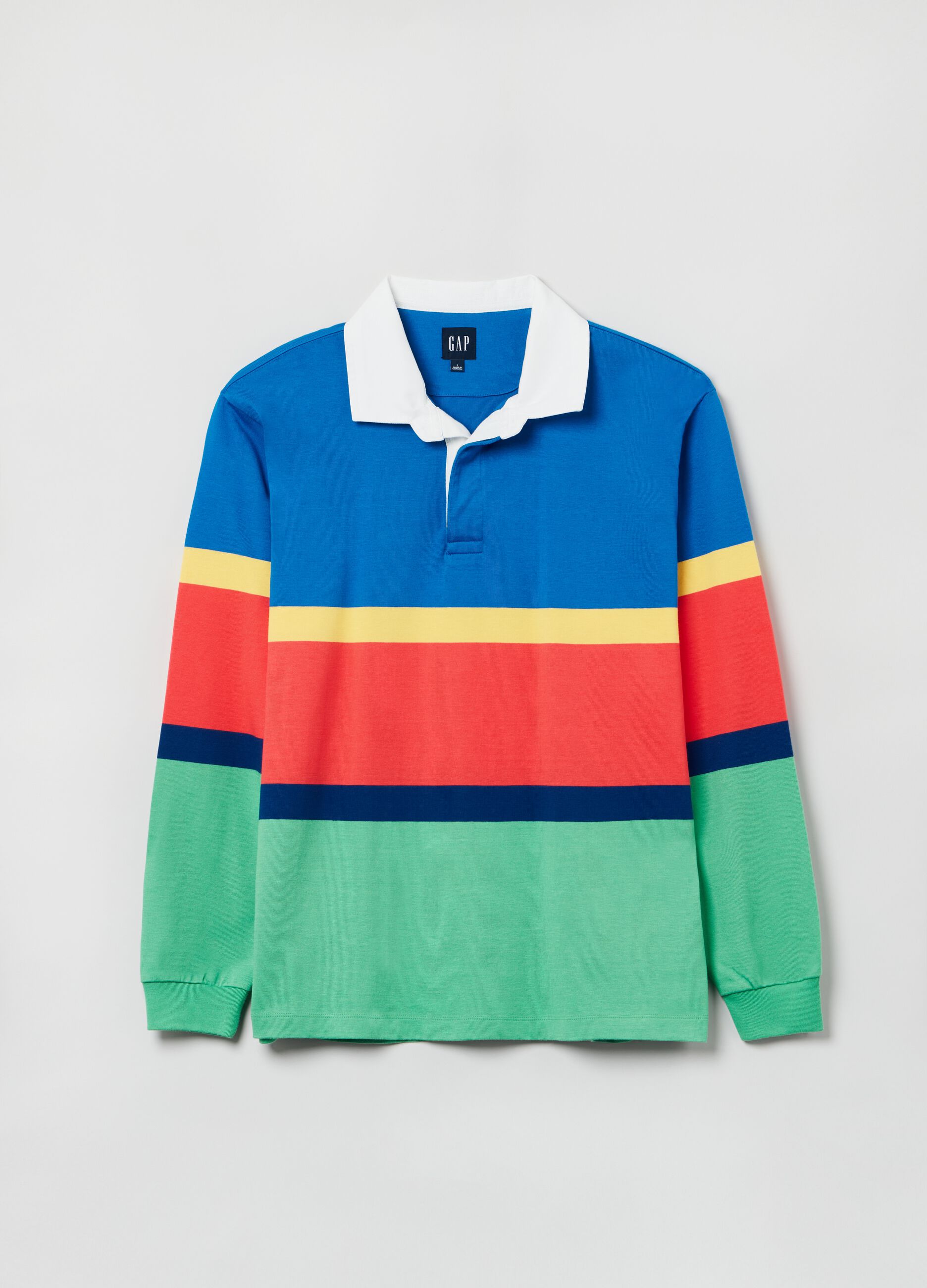 Colour block pique polo shirt with long sleeves_1