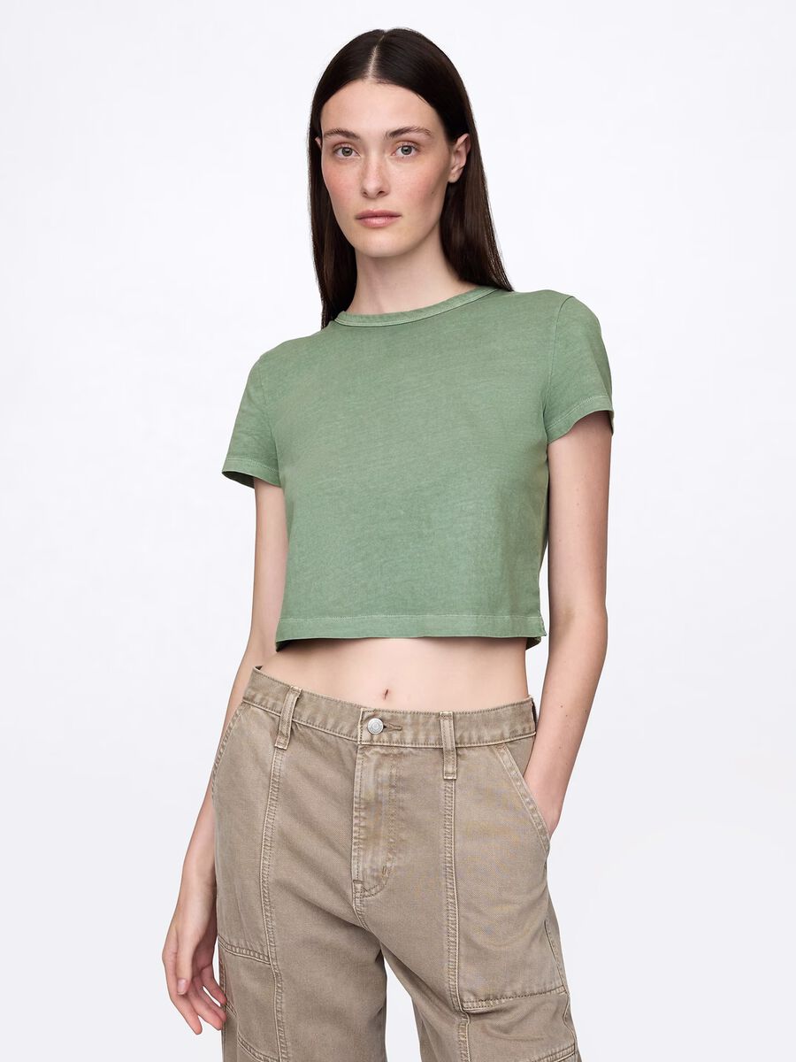 Gap Green Cotton Cropped T-shirt Woman_0
