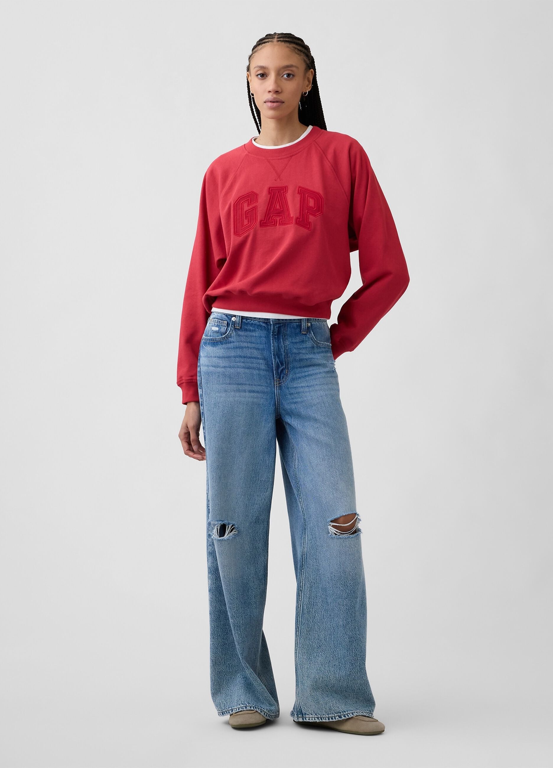 Felpa girocollo in misto cotone con logo GAP