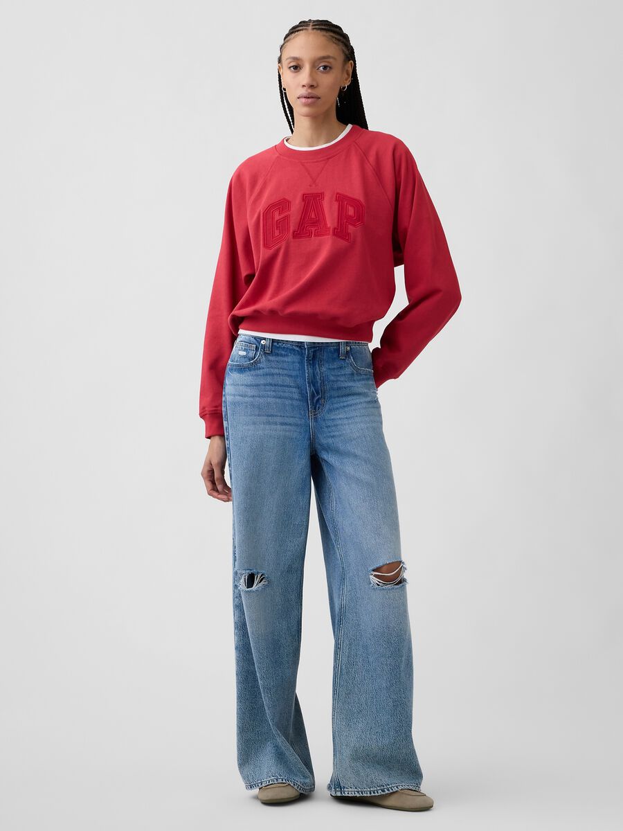 Felpa girocollo in misto cotone con logo GAP Donna_2