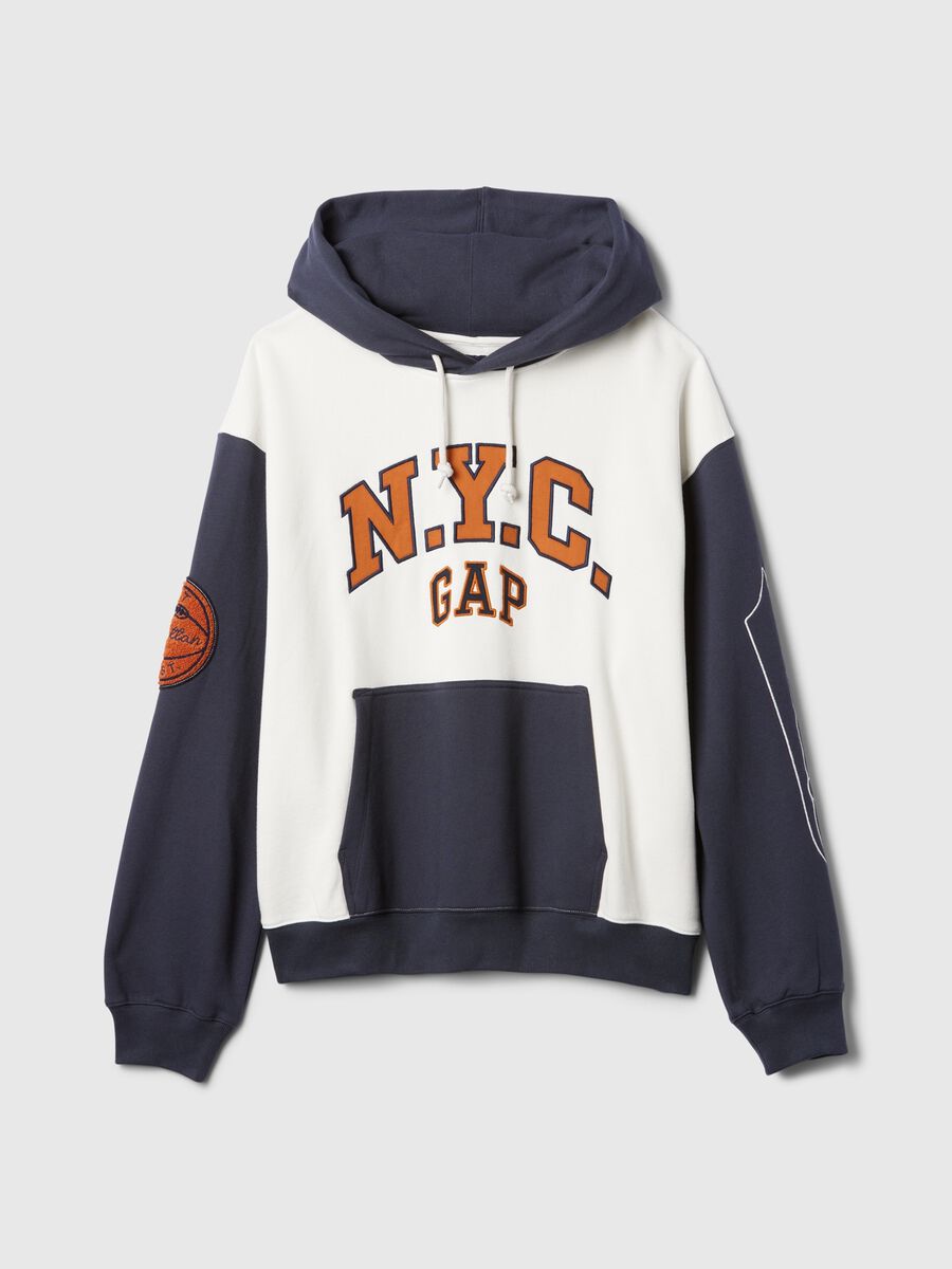 Colourblock sweatshirt with basketball motif and hood Man_3