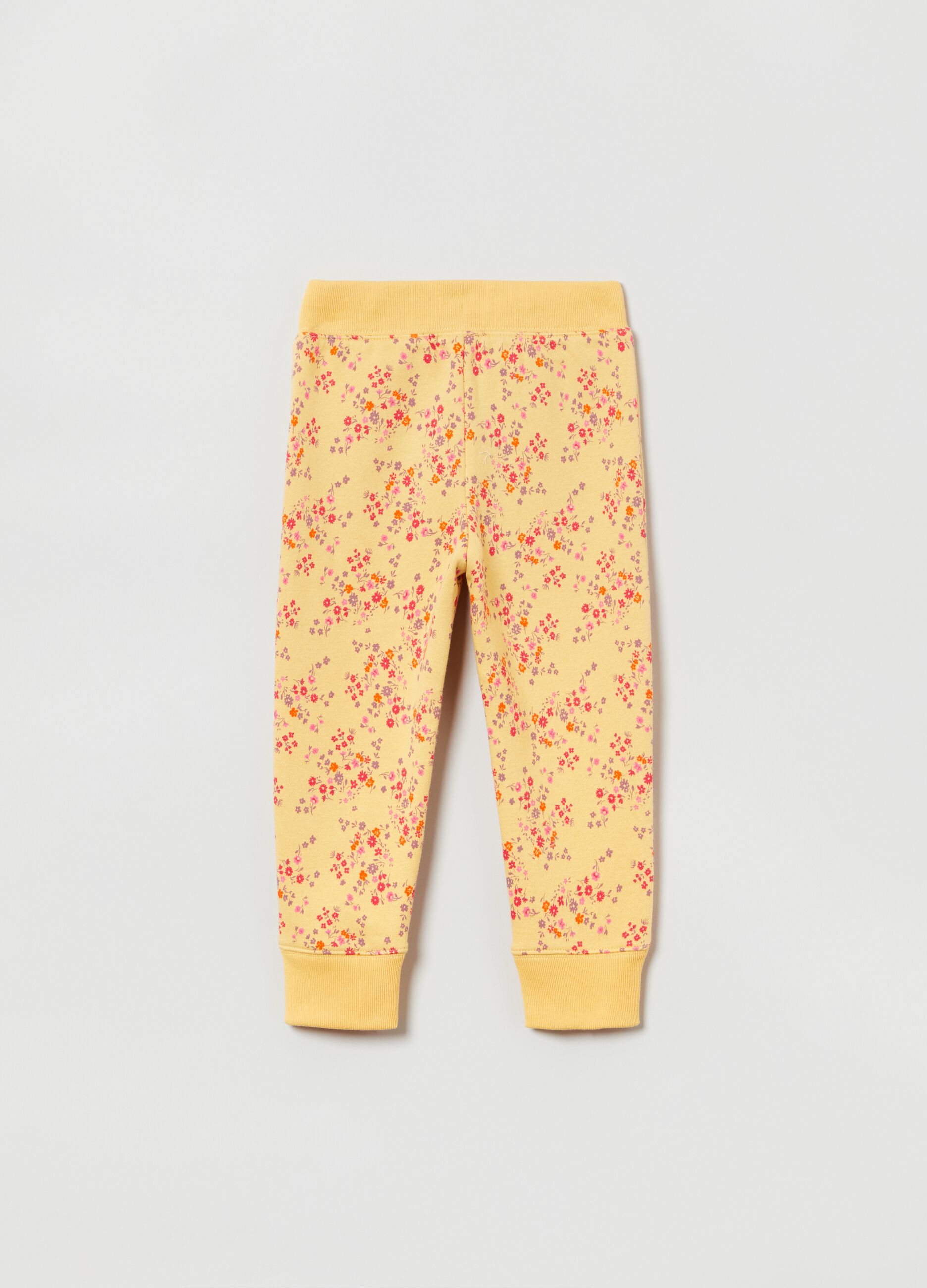 Floral joggers with drawstring and logo print