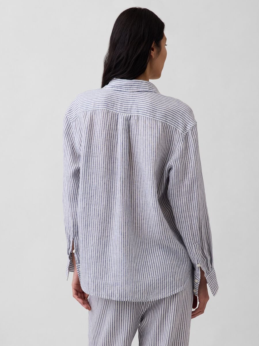 Camicia in puro lino a righe Donna_1