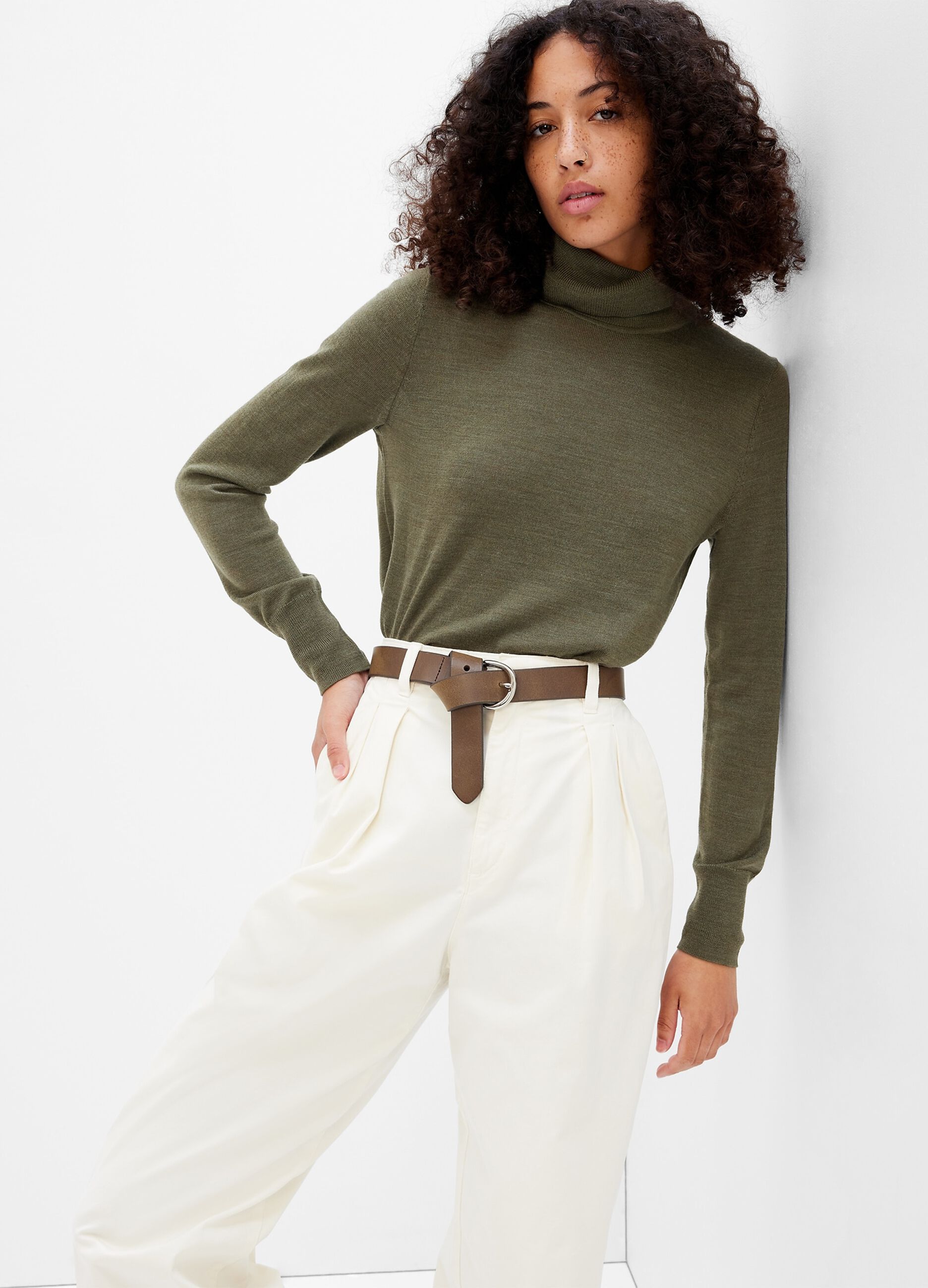 Merino wool pullover with high neck_0