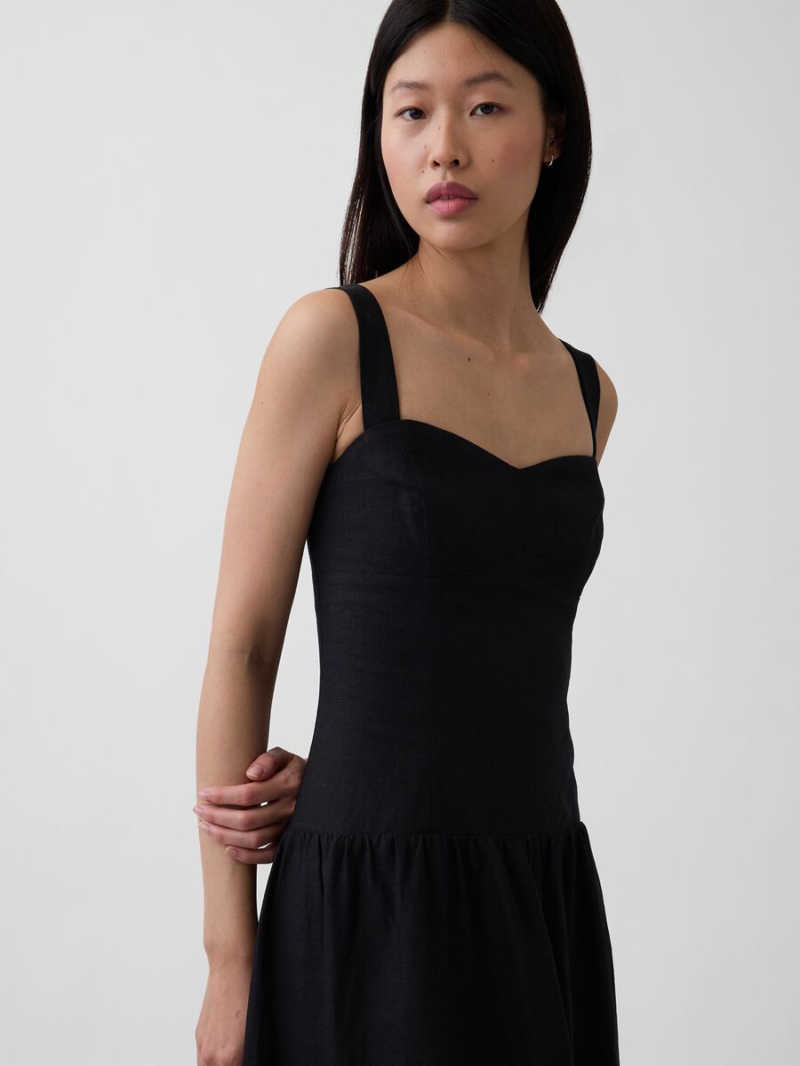 Abito midi in misto lino Donna_3