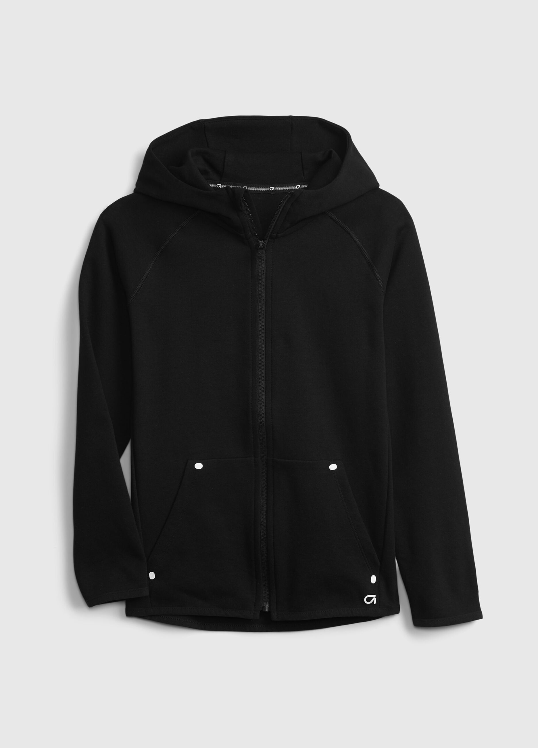 Full-zip hoodie in technical fabric with raglan sleeves