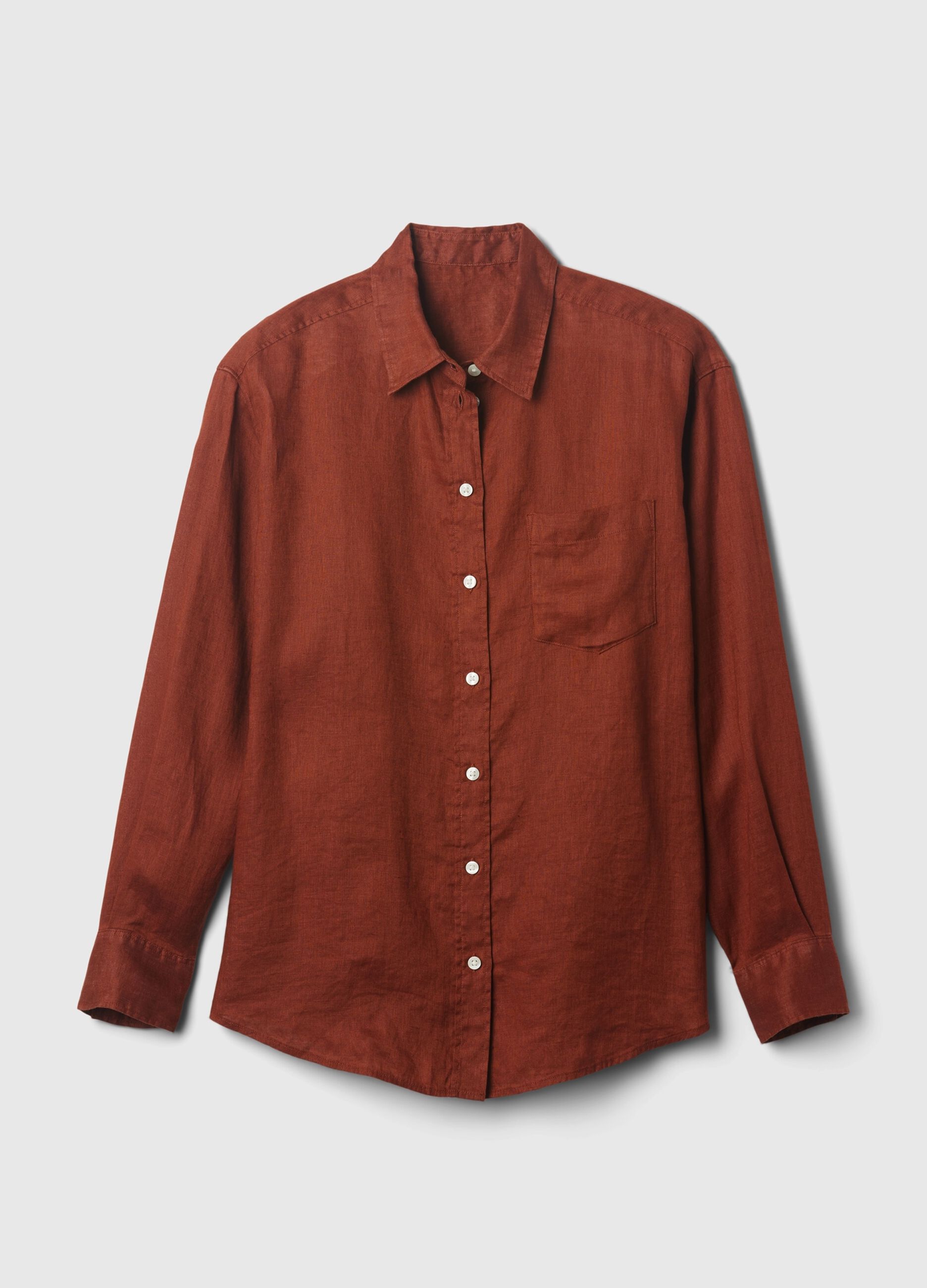 Camicia oversize in lino con tasca_3