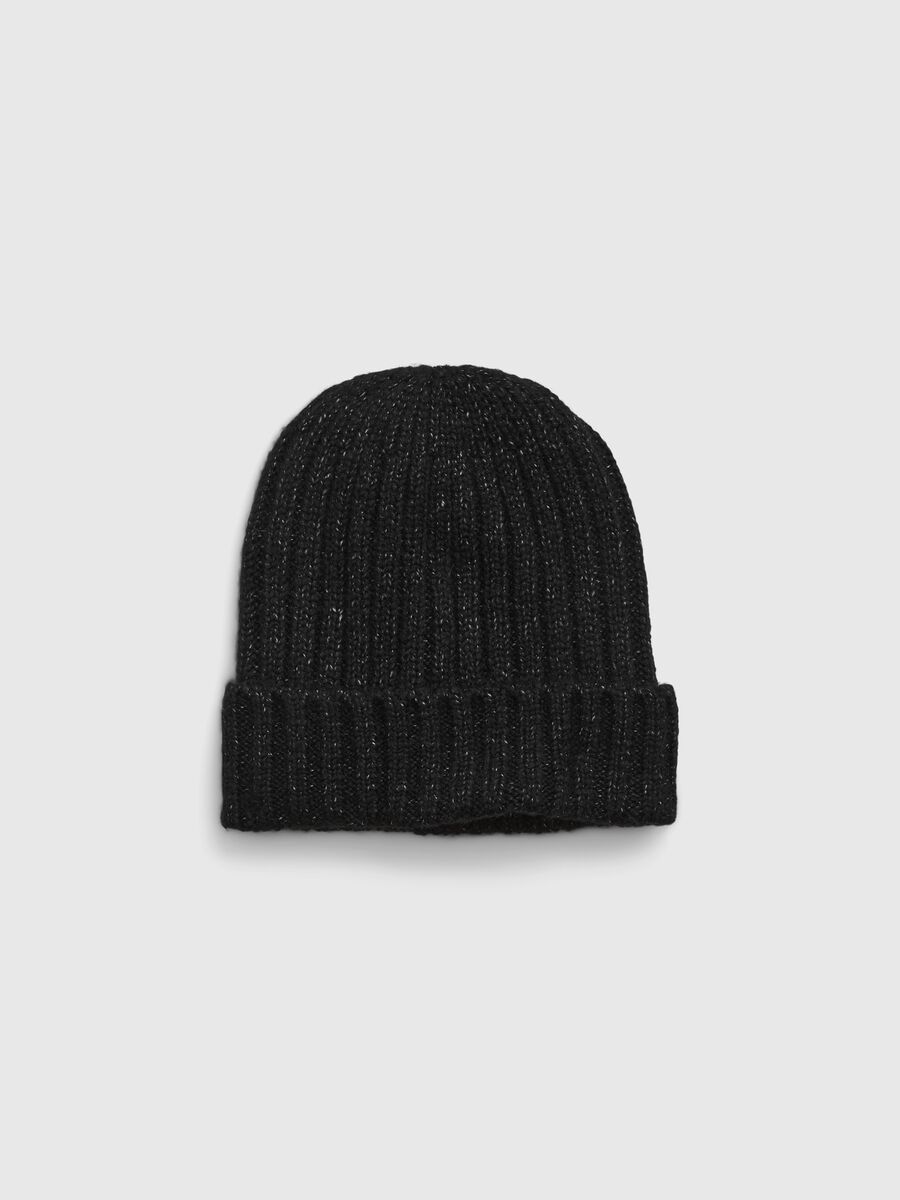 Ribbed beanie hat with lurex details Man_0