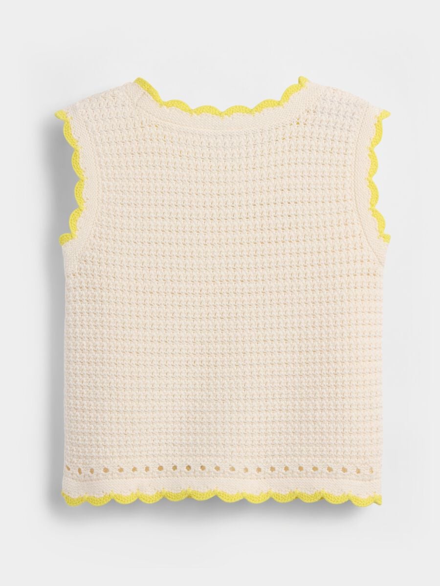 Tank top in puro cotone lavorato Bimba_1