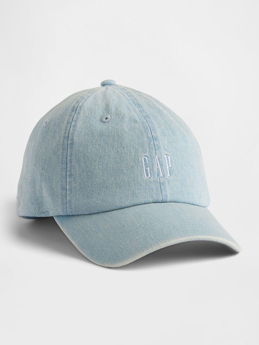 Sky Blue Denim Cotton Baseball Cap with Logo Man_0
